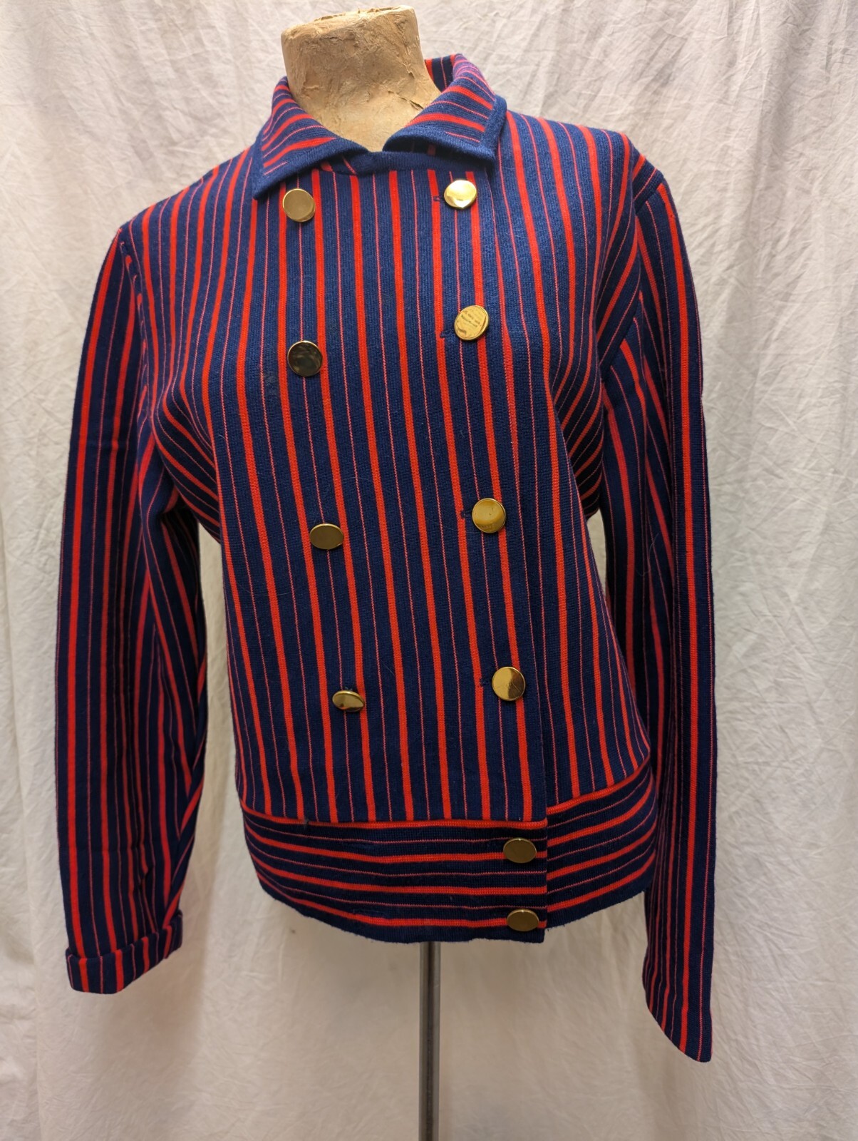 Vintage 1950\'s 60\'s Dark Blue Purple Wool Mod Sweater by Hengerer\'s Large