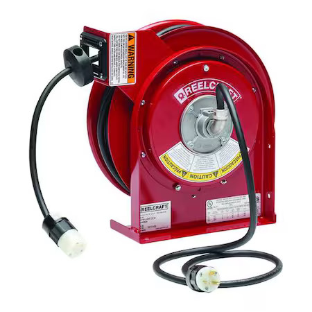 Reelcraft L 4545 123 3A Cord Reel, Spring Retracted, Nema 5-20R, 12 Awg, Red Reelcraft L 4545 123 3A Cord Reel, Spring Retracted, Nema 5-20R, 12 Awg, Red