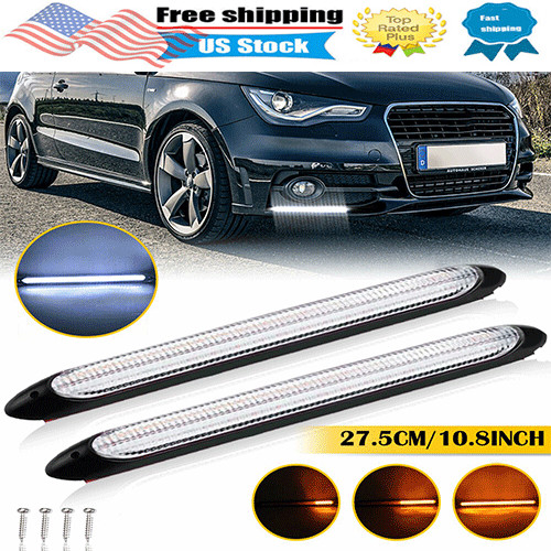 2PCS 12V LED STRIP DRL DAYTIME RUNNING LIGHTS FOG LIGHTS CAR LAMPS DRIVING WHITE