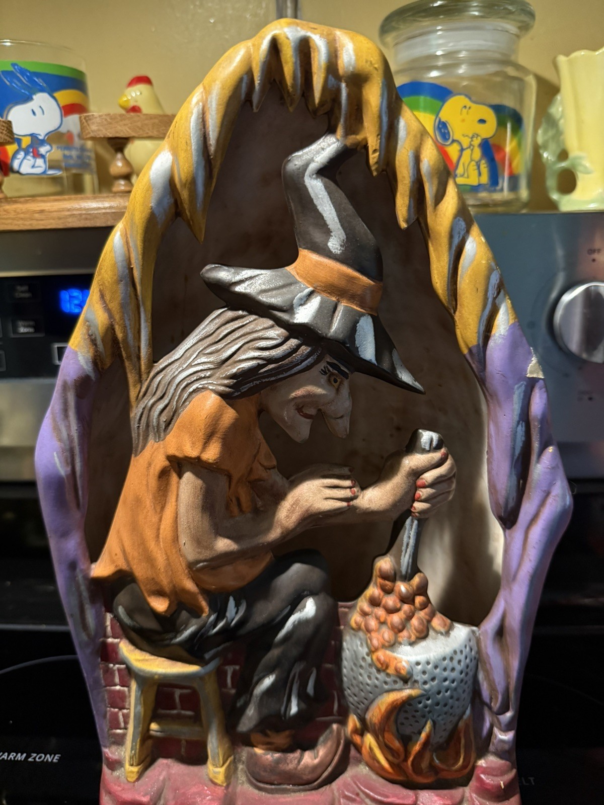 VTG 1976 Yozie Mold Ceramic Halloween Witch Cauldron 13 inches tall VTG 1976 Yozie Mold Ceramic Halloween Witch Cauldron 13 inches tall