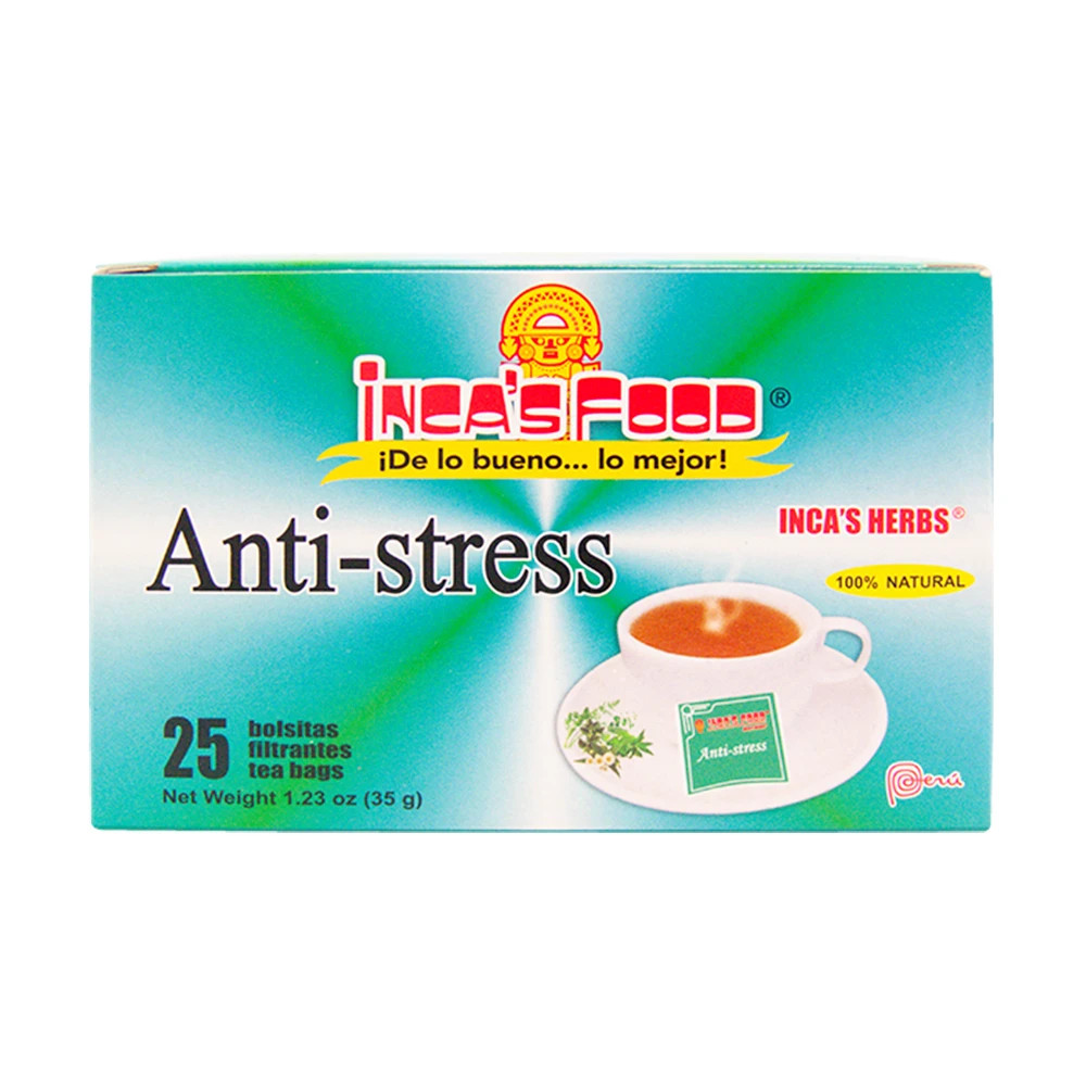 Inca's  Food. Anti-stress   Tea 25  Bags Pack X 2 Cajas Peruvian
