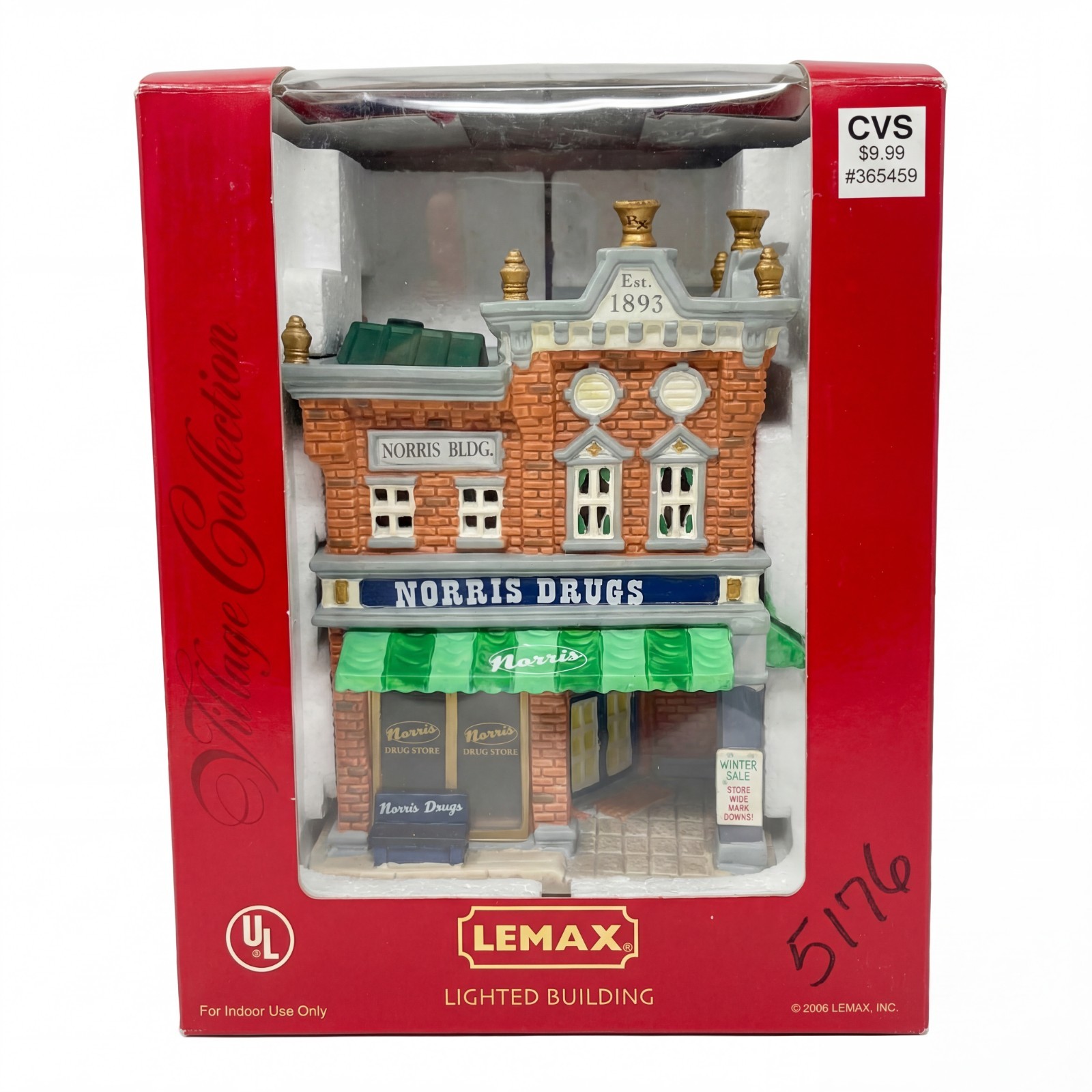 Lemax Norris Drug Store Lighted Building Village Collection 65448CV , 2006