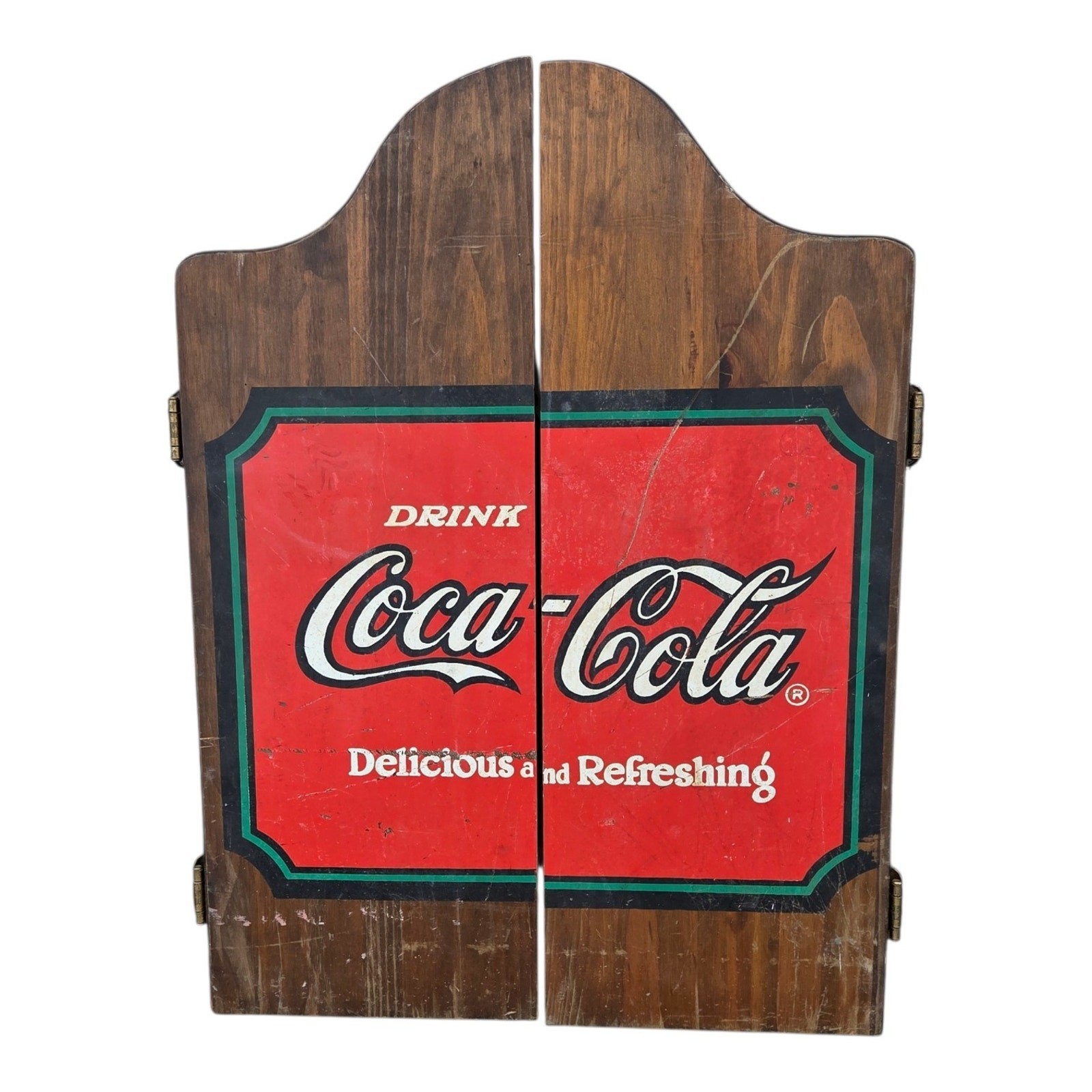 Vintage 1993 Coca-Cola Wooden Dartboard Cabinet Case Only - No Board or Darts Vintage 1993 Coca-Cola Wooden Dartboard Cabinet Case Only - No Board or Darts