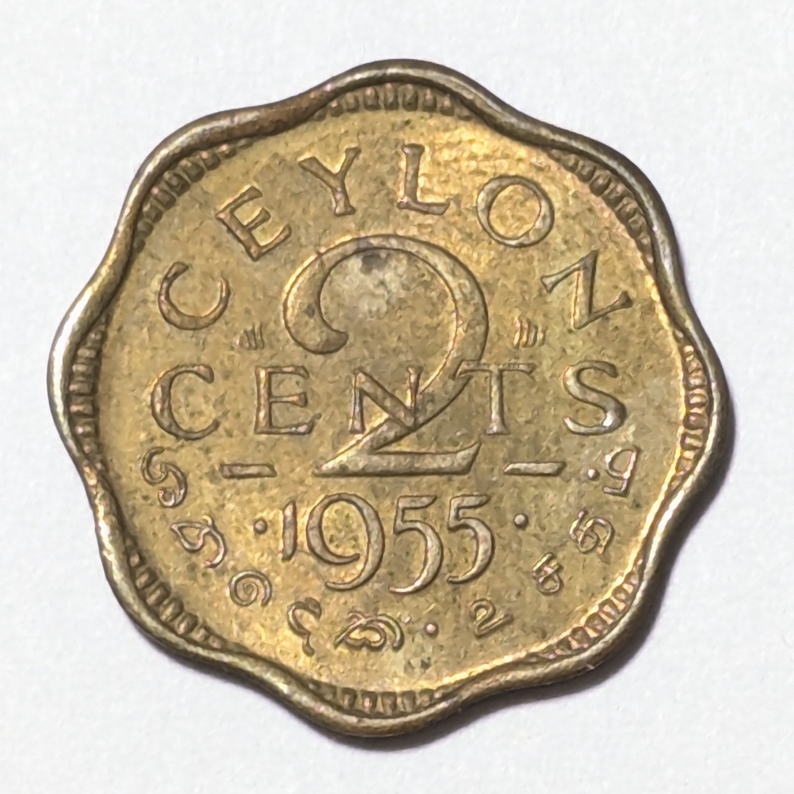 1955 Ceylon British 2 Cents Coin