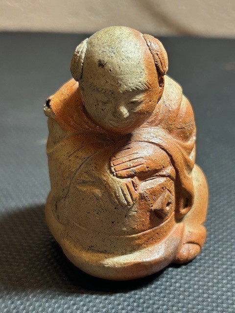 Japanese Bizen Ware Hotei Ceramic Figurine Insence Burner Japanese Bizen Ware Hotei Ceramic Figurine Insence Burner