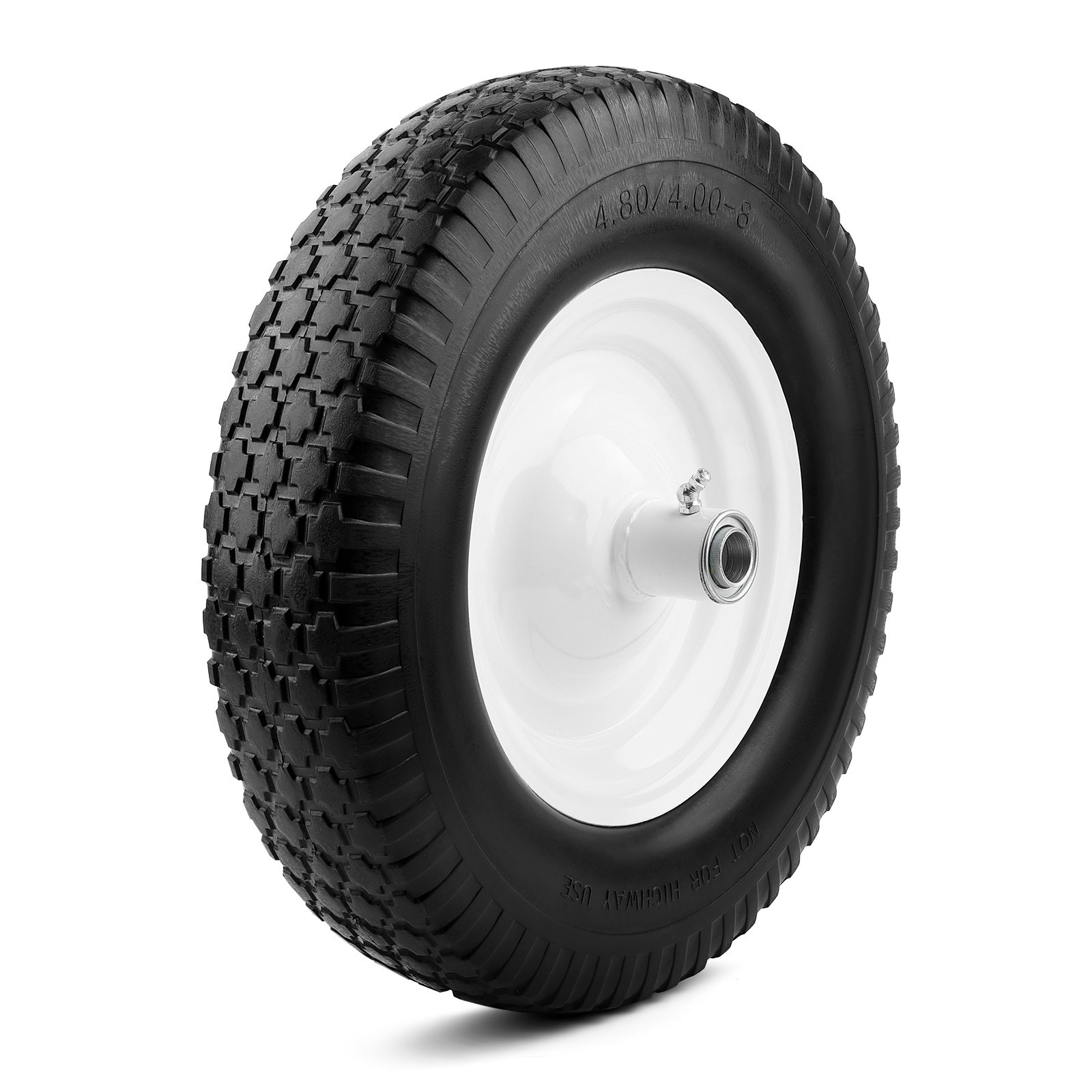 Flat Free Wheelbarrow Tire 4.80/4.00-8 – Universal Fit Solid Rubber Replacement