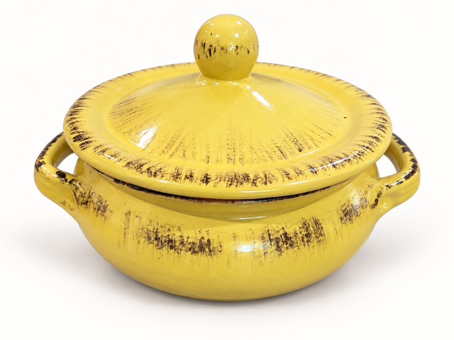 De Silva Italy Yellow Ceramic Terracotta Lidded Casserole Baking Dish - Used
