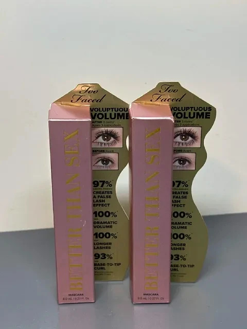 2x Too Faced Better Than Sex Mascara Black - 0.27oz each Full Size NIB 2x Too Faced Better Than Sex Mascara Black - 0.27oz each Full Size NIB