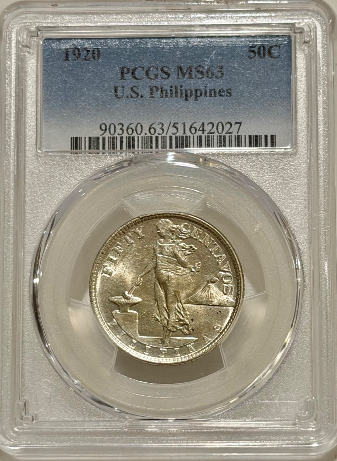 1920 P US Philippines Silver 50 Centavos PCGS MS63 Only 420k Minted 1920 P US Philippines Silver 50 Centavos PCGS MS63 Only 420k Minted
