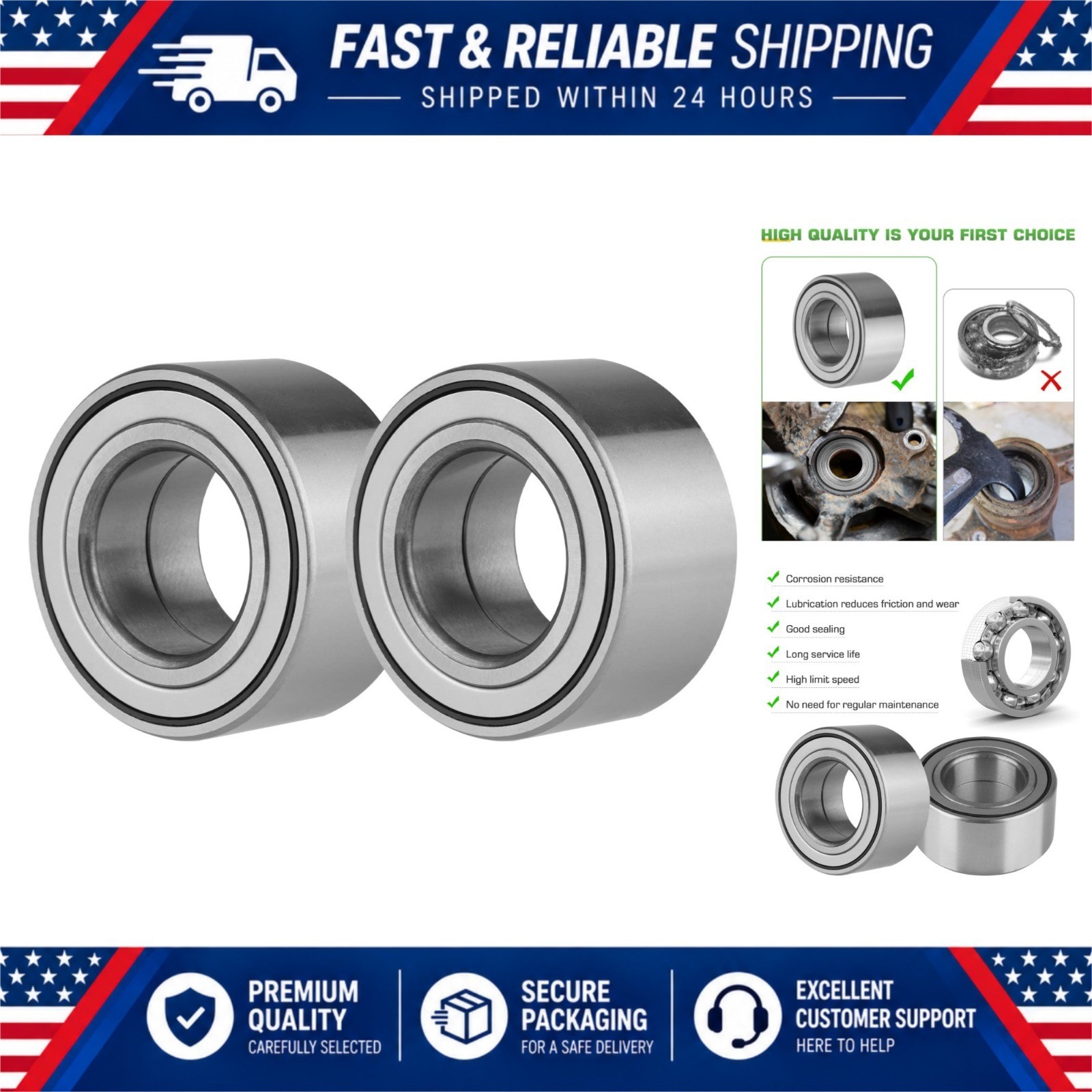 2PCS Front & Rear Wheel Bearings for Honda Pioneer 500 520 700 1000 Talon,