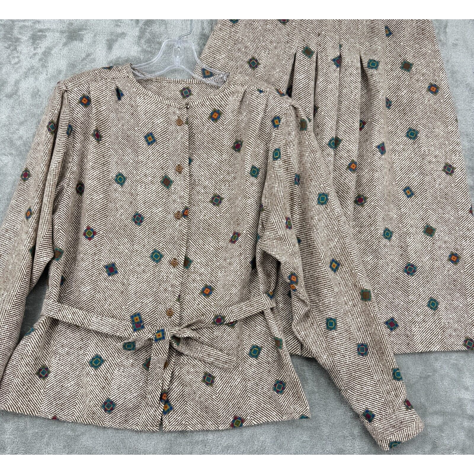 Vintage XIA Sirt Set 10 Western Bohemian Belted Aztec Modest Button Southwestern