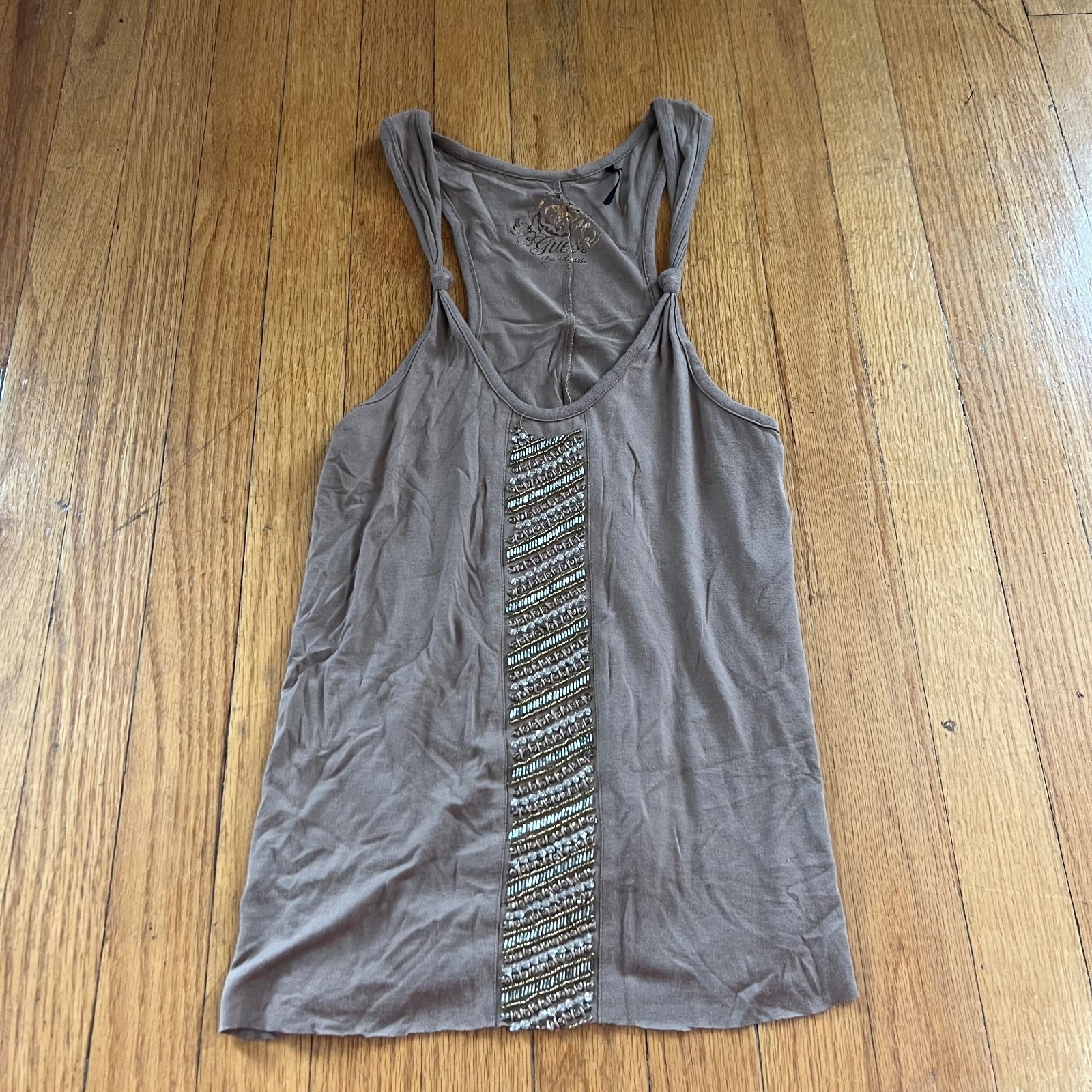 Vintage Y2K GUESS light brown bedazzled going out tank top Vintage Y2K GUESS light brown bedazzled going out tank top