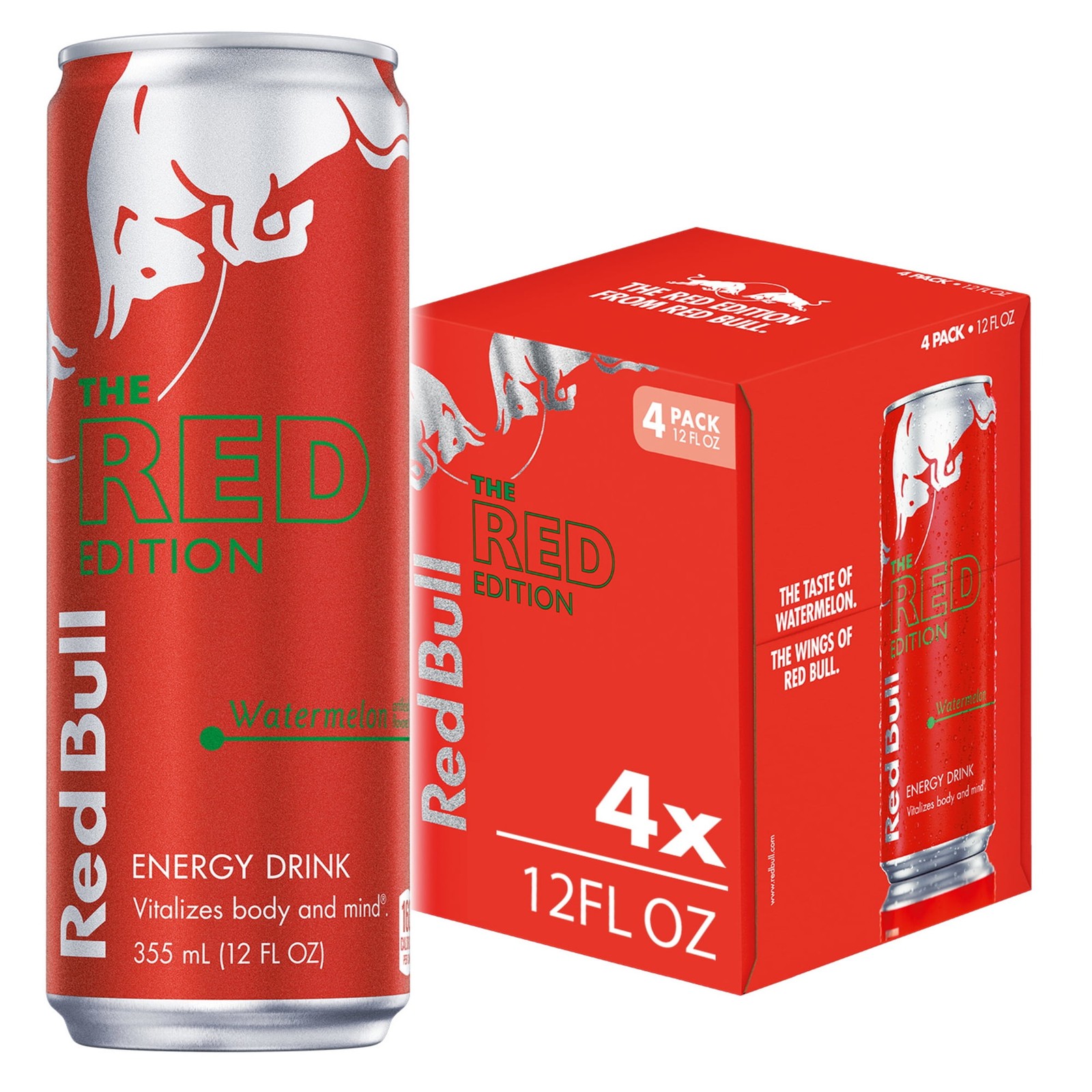 Red Bull Red Edition Energy Drink, Watermelon, 12 fl. oz., Pack of 4 Cans Red Bull Red Edition Energy Drink, Watermelon, 12 fl. oz., Pack of 4 Cans
