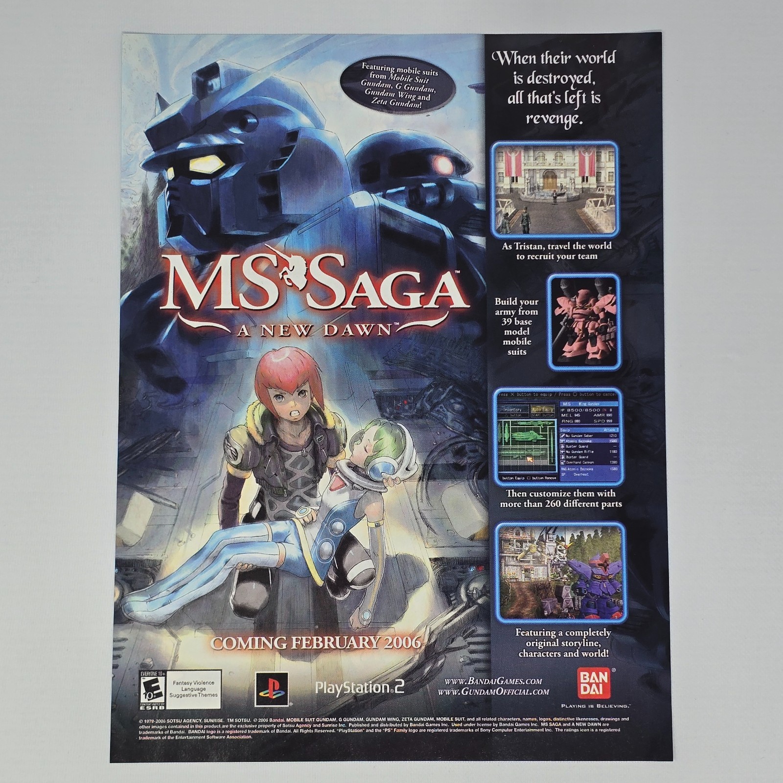 MS Saga A New Dawn PlayStation 2 PS2 Destroyed Print Ad/Poster