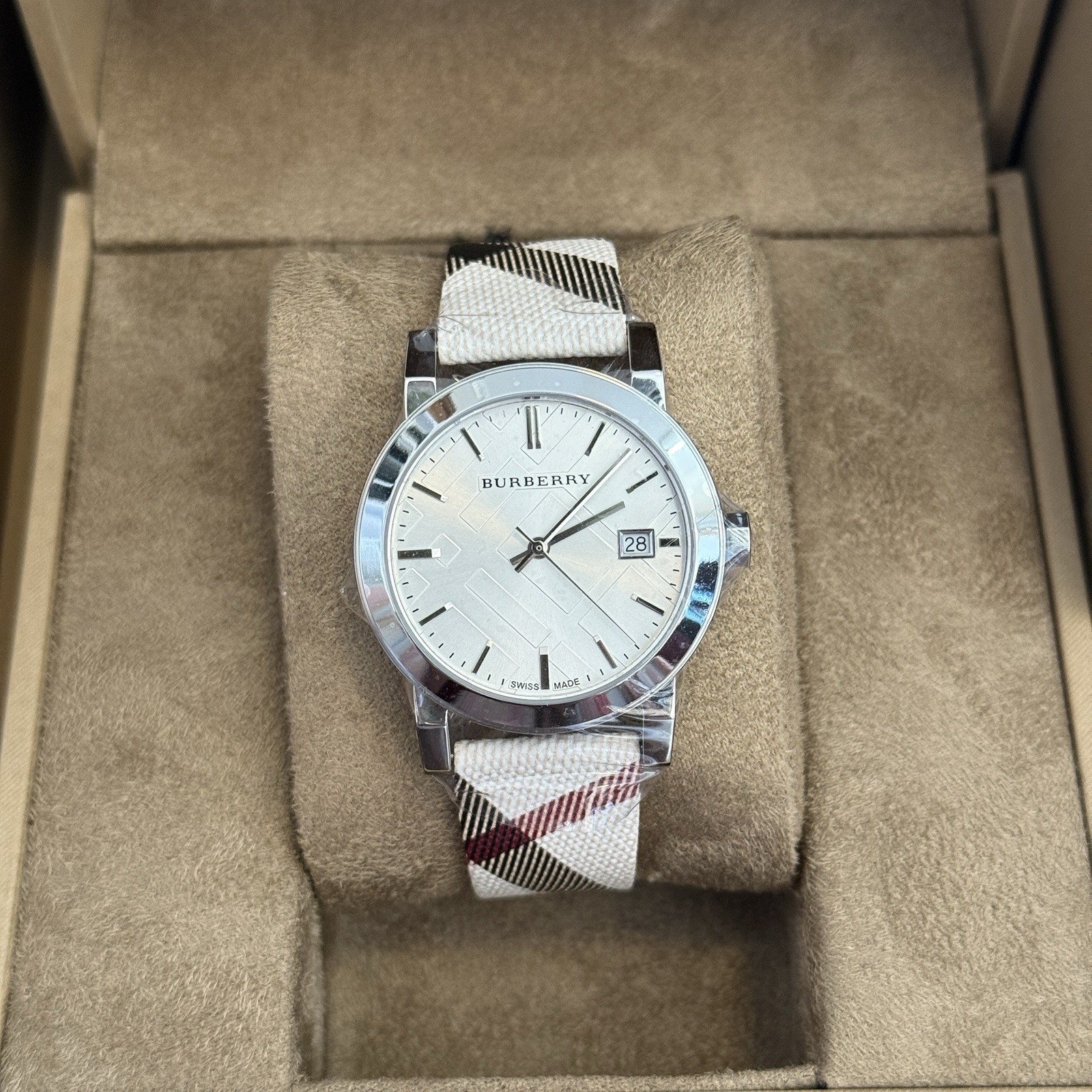 Burberry BU9113 Nova Check Stainless Steel 34 mm Women\'s Swiss Watch