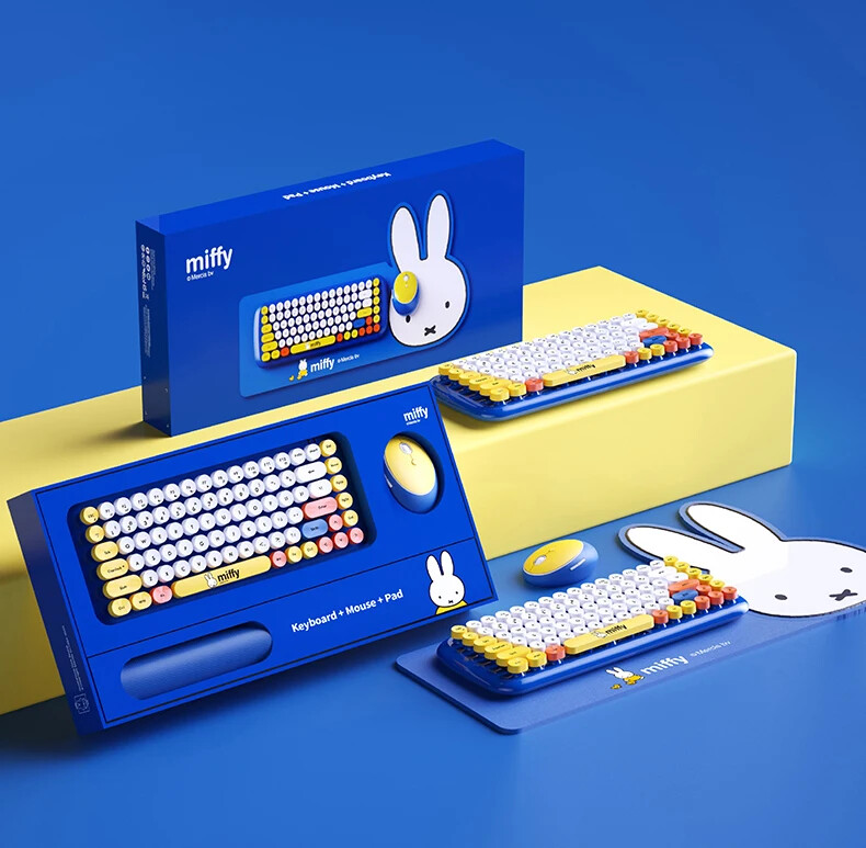 Miffy Dick Bruna Keyboard + Mouse + Mat Set Wireless Blue Yellow