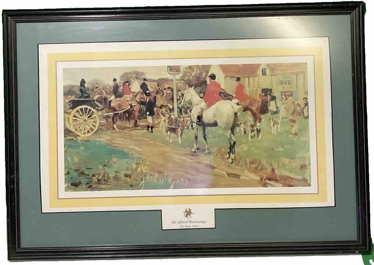 Vintage- Sir Alfred Munnings - The Meet, 1902 Print ,framed 12” X21”