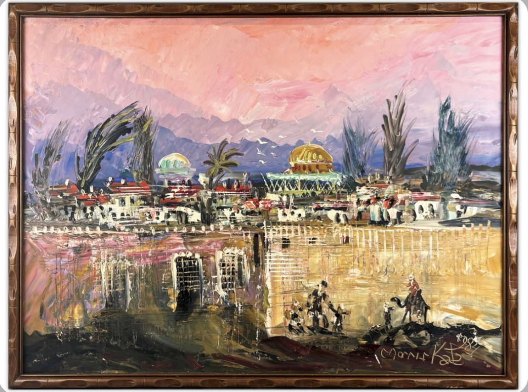 Huge Morris Katz Original Oil Painting Framed Signed Art Jerusalem Israel Judaic