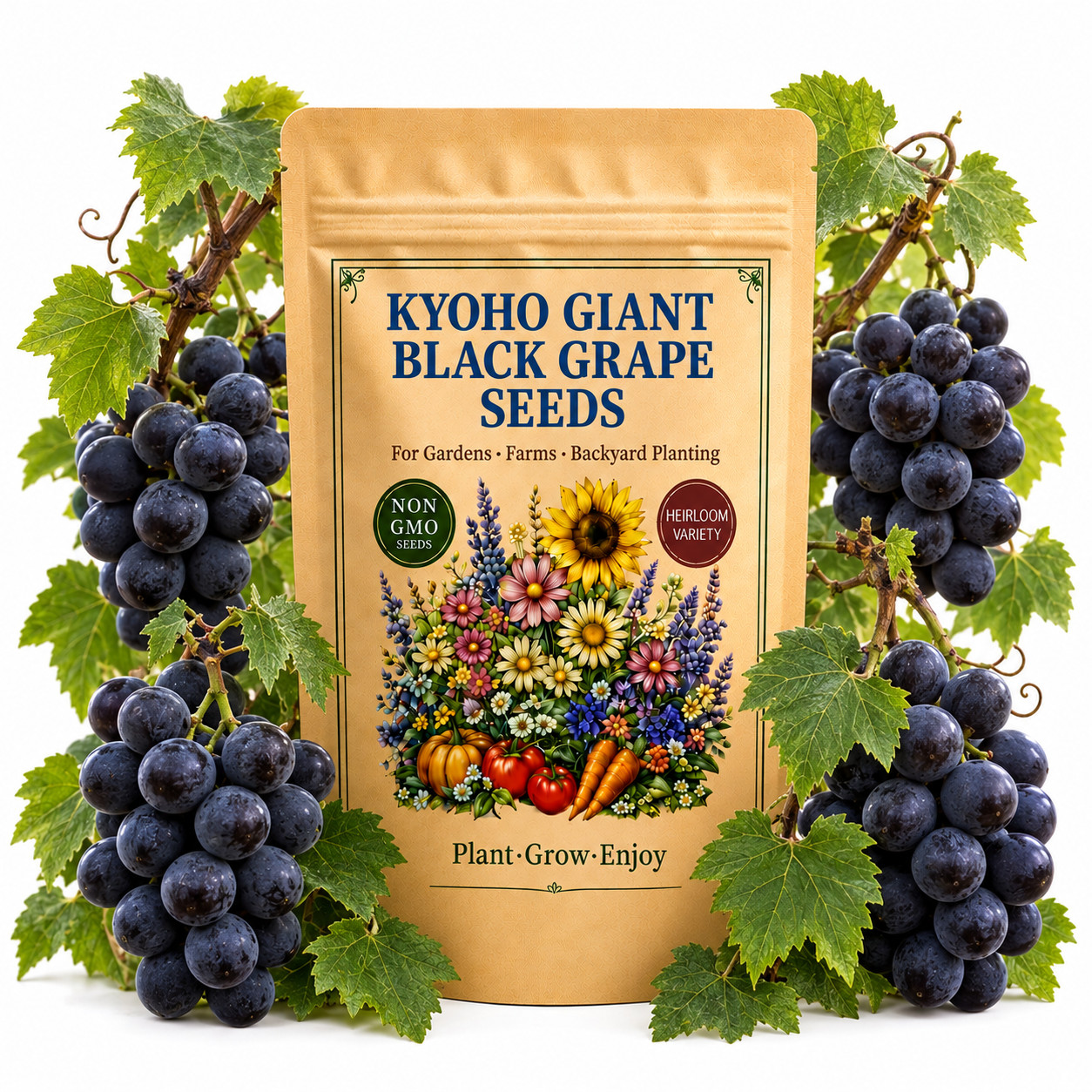 50 Kyoho Giant Black Grape Seeds - Fruit Garden for Home Planting Outdoor 50 Kyoho Giant Black Grape Seeds - Fruit Garden for Home Planting Outdoor