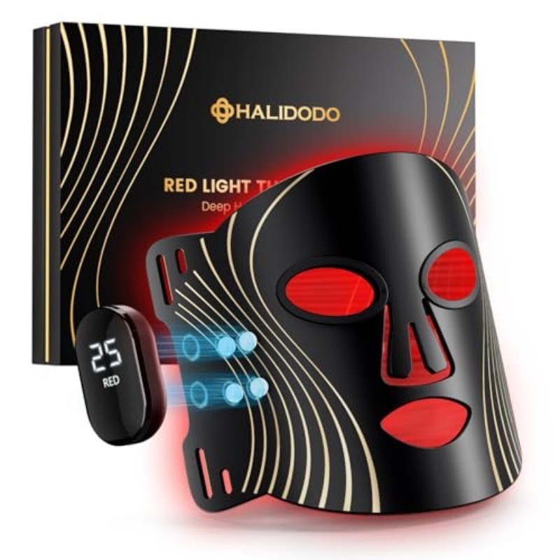 HALIDODO Red Light Therapy for Face, 400 LEDs LED Face Mask Light Therapy, Near-