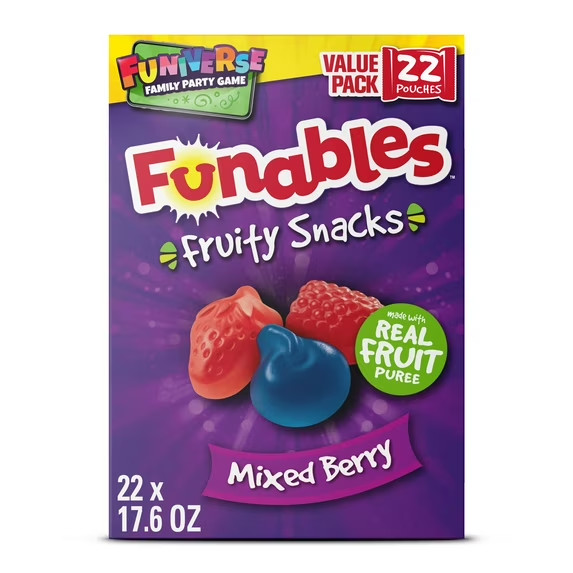 Funables Fruity Snacks, Mixed Berry Flavored Snacks, 0.8 oz 22 ct