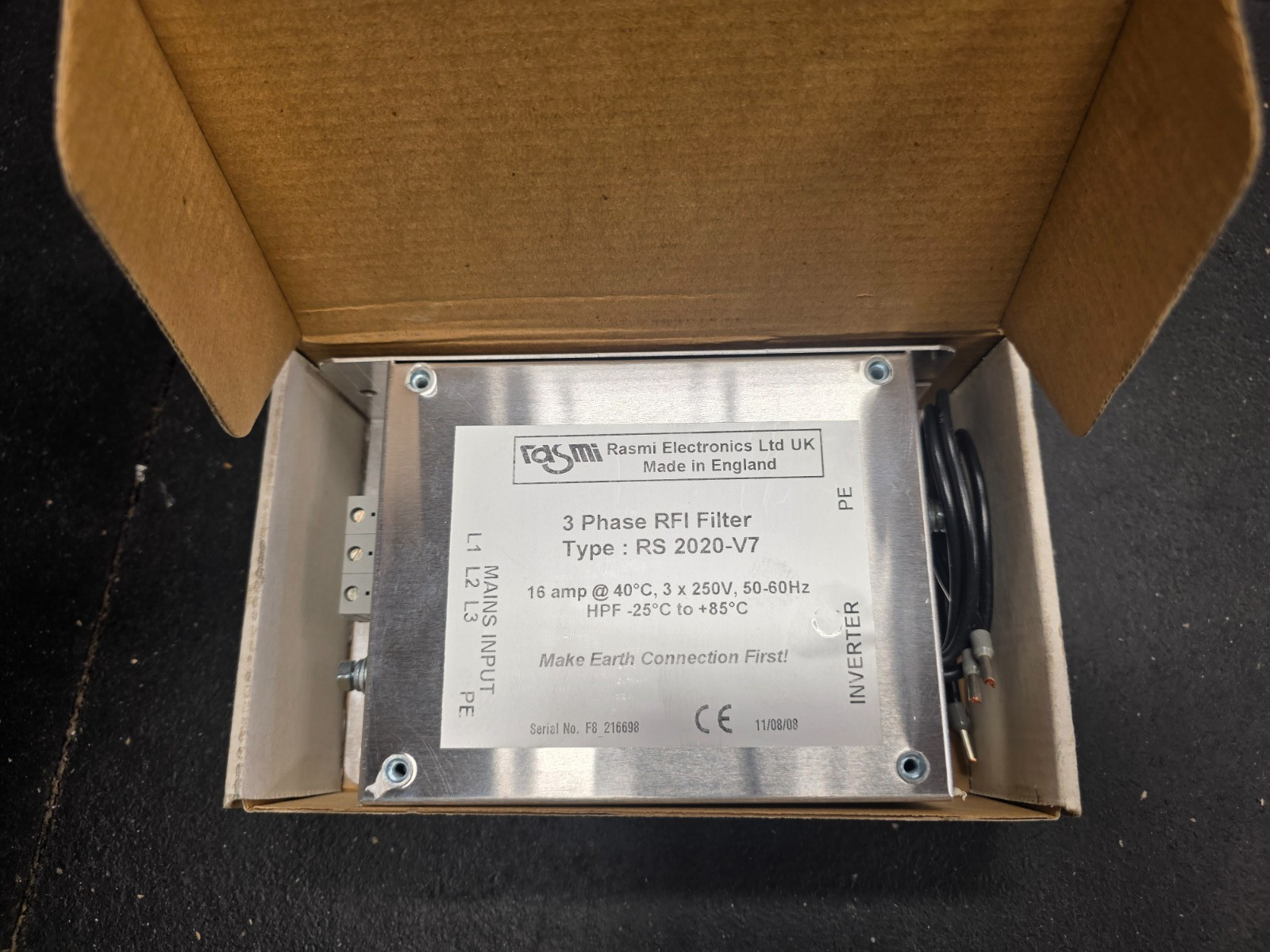 Rasmi RS 2020-V7 3-Phase RFI EMI Filter 16A 250V Yaskawa V7 NOS