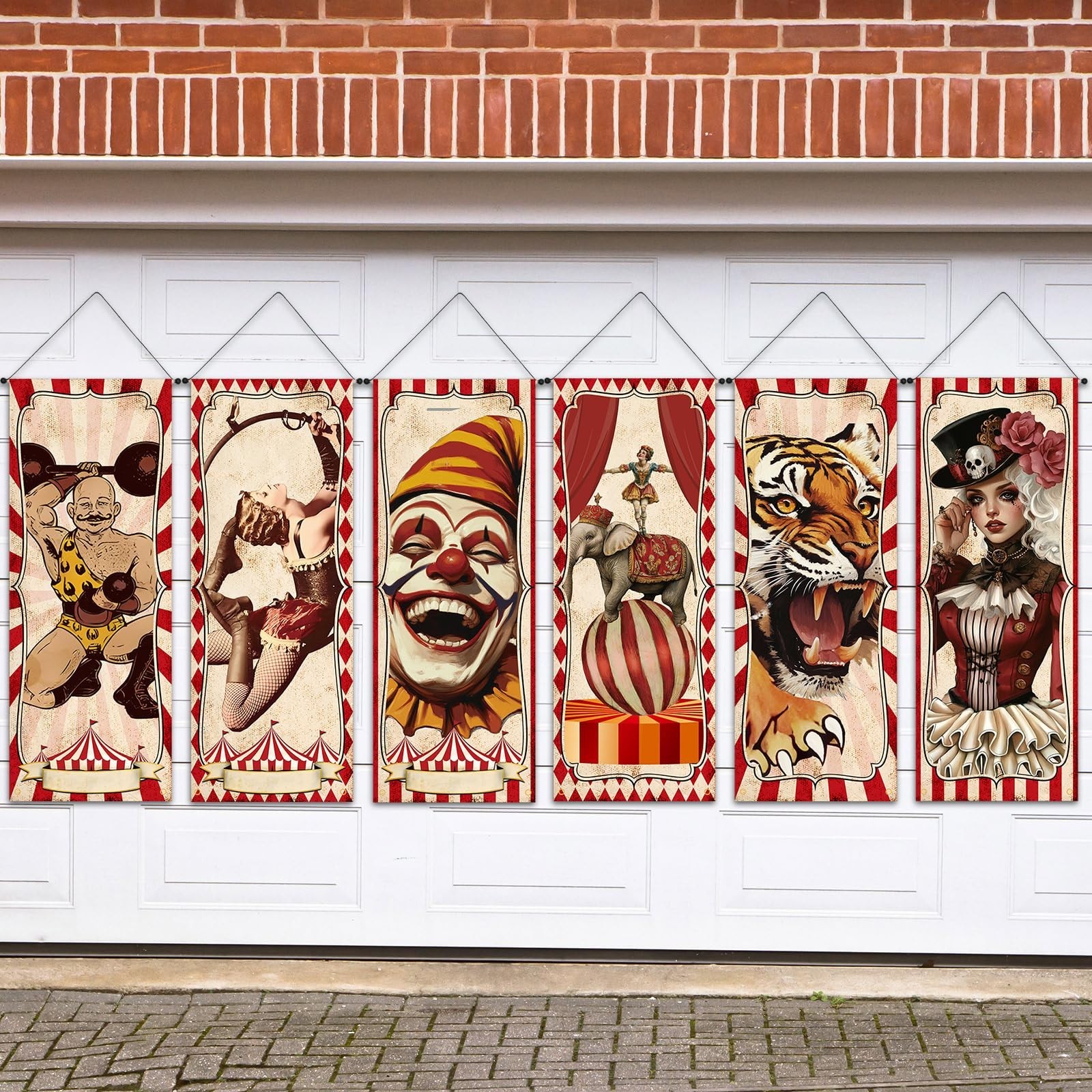 6 Pcs Vivid Circus Poster Cutouts Halloween Carnival Decor