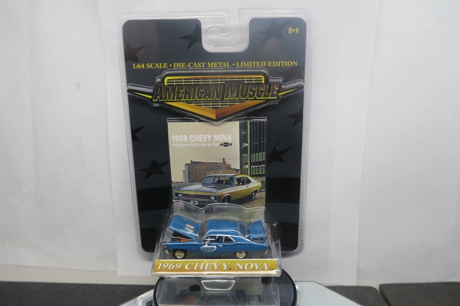 2000 ERTL COLLECTIBLES 1/64 AMERICAN MUSCLE 1969 CHEVY NOVA HOOD/TRUNK OPEN