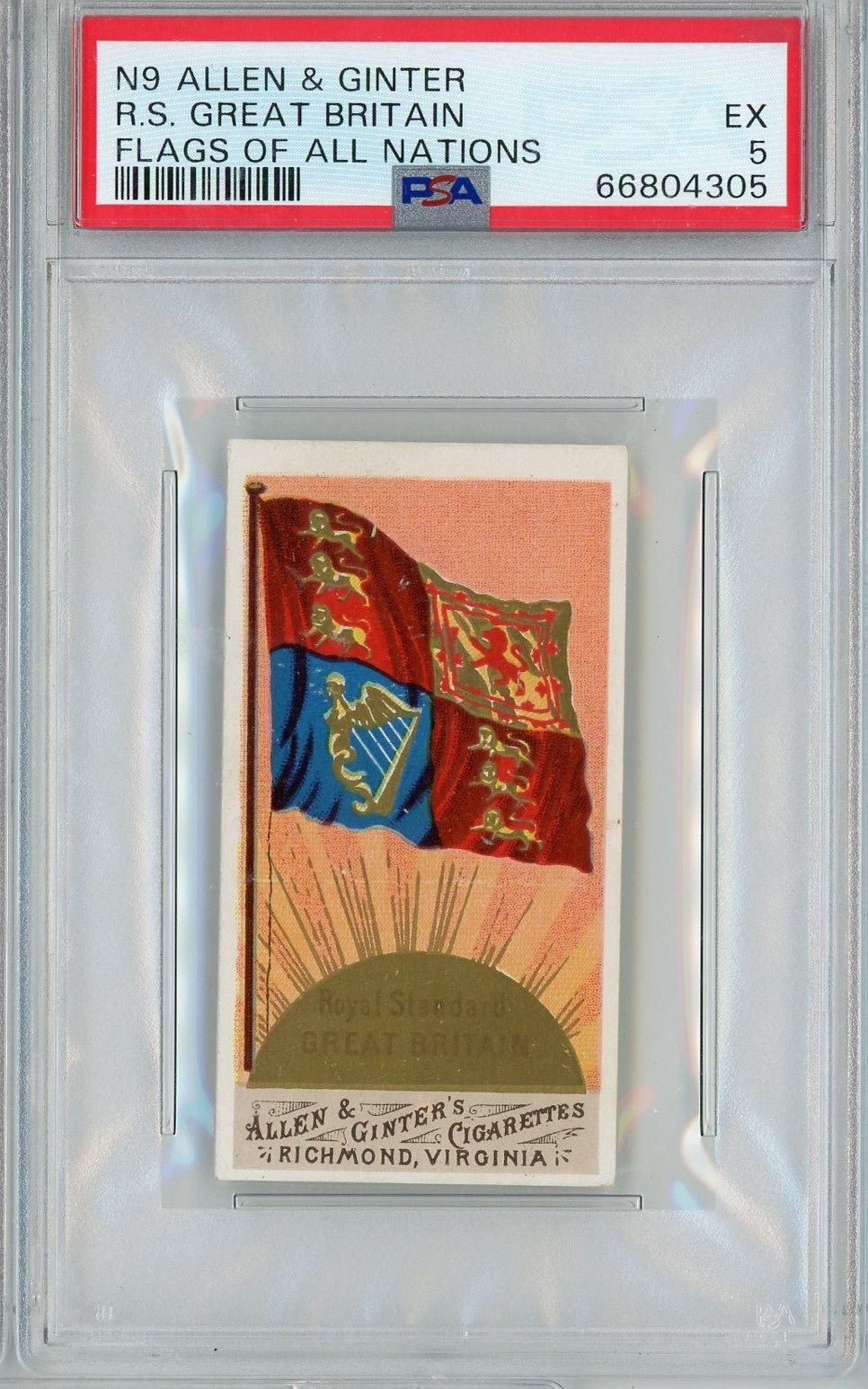 Graded 1887 Allen Ginter Flags of all Nations Great Britain Card PSA 5 Graded 1887 Allen Ginter Flags of all Nations Great Britain Card PSA 5
