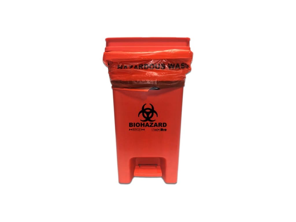 MTC Bio A8000B - BowTie Biohazard Bin w/ Hands Free Foot Pedal, 25\' x 35\'
