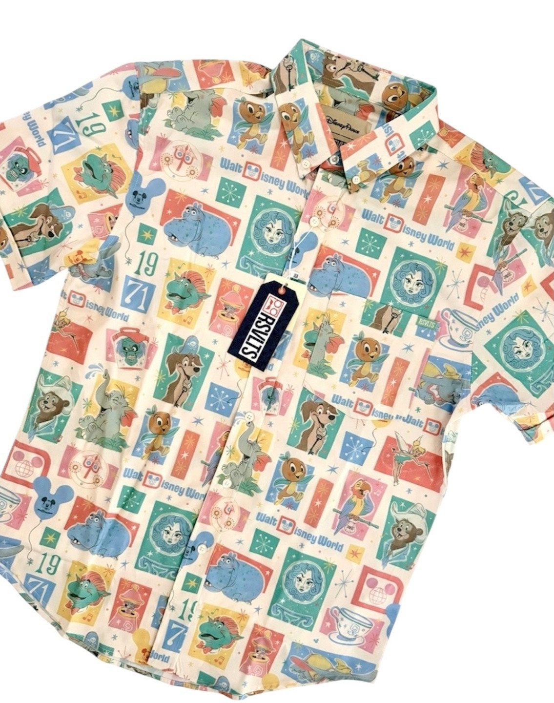 Disney World RSVLTS Magic Kingdom Attractions Button Up Shirt Mens Size 2XL NEW