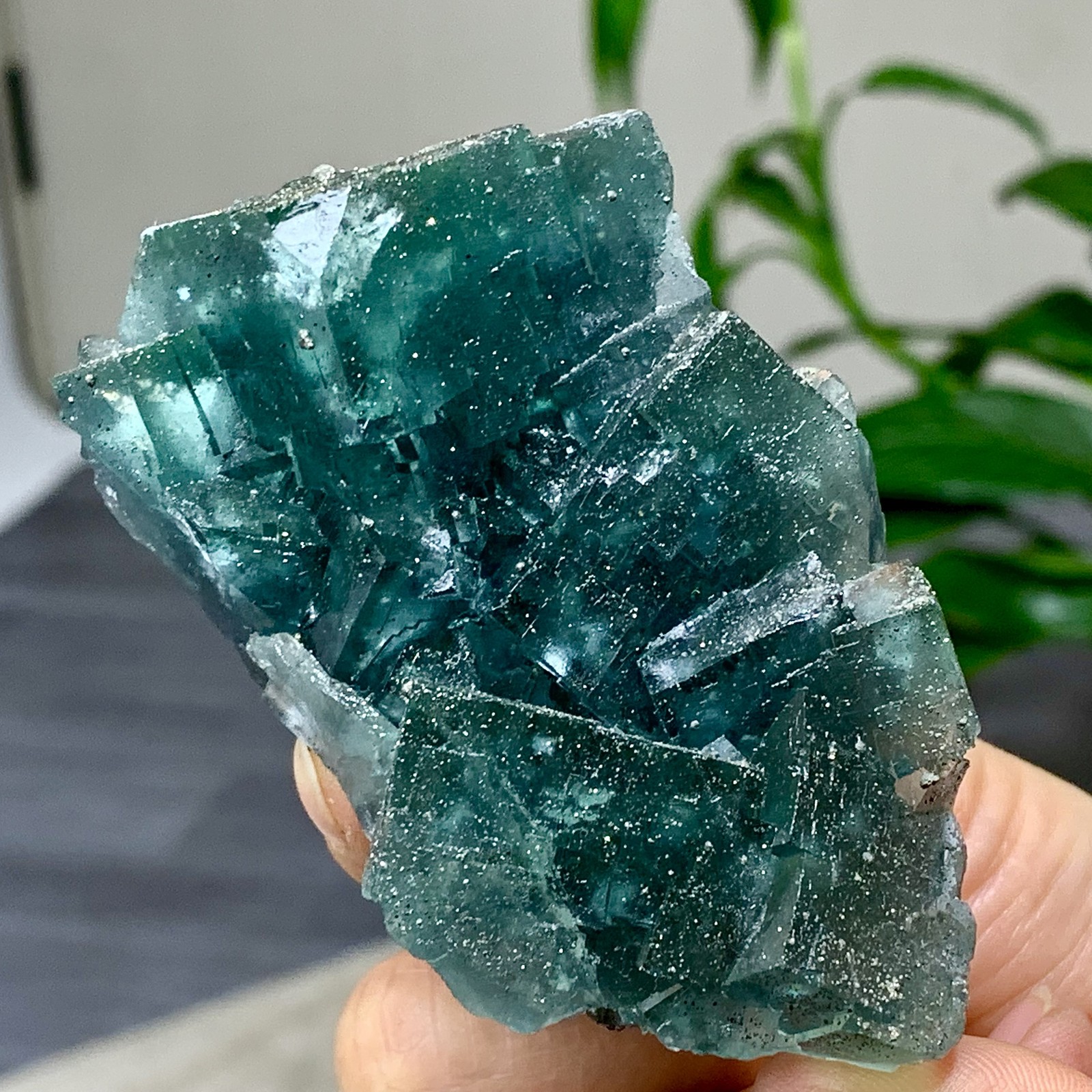 205G Rare Daylight Fluorite Sunlight Color Change Fluorescent Mineral Crystal