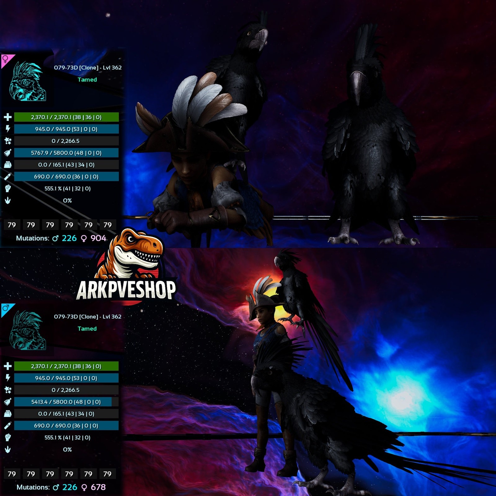 Parrot Lvl 362 Clone Tides of fortune DLC need ASA PVE 🦖ARK Survival Ascended