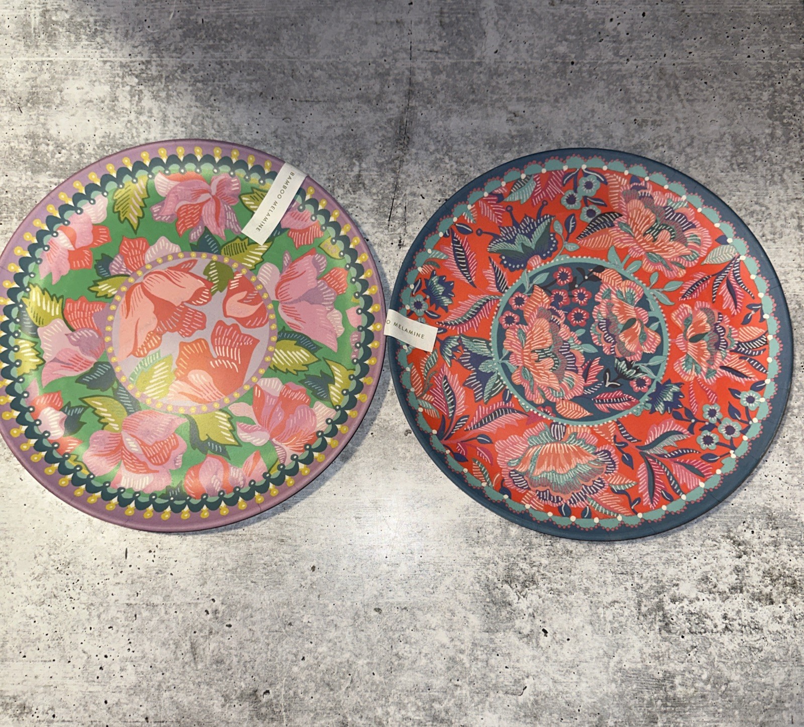 New Anthropologie Alexandra Farmer Floral Flower Melamine Boho Plates 2