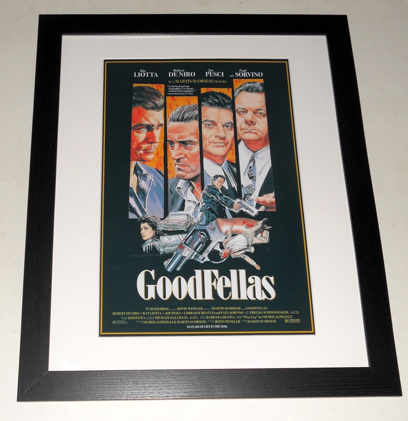 Large Framed Goodfellas 1990 Joe Pesci, Ray Liotta, Robert Deniro Poster 23\