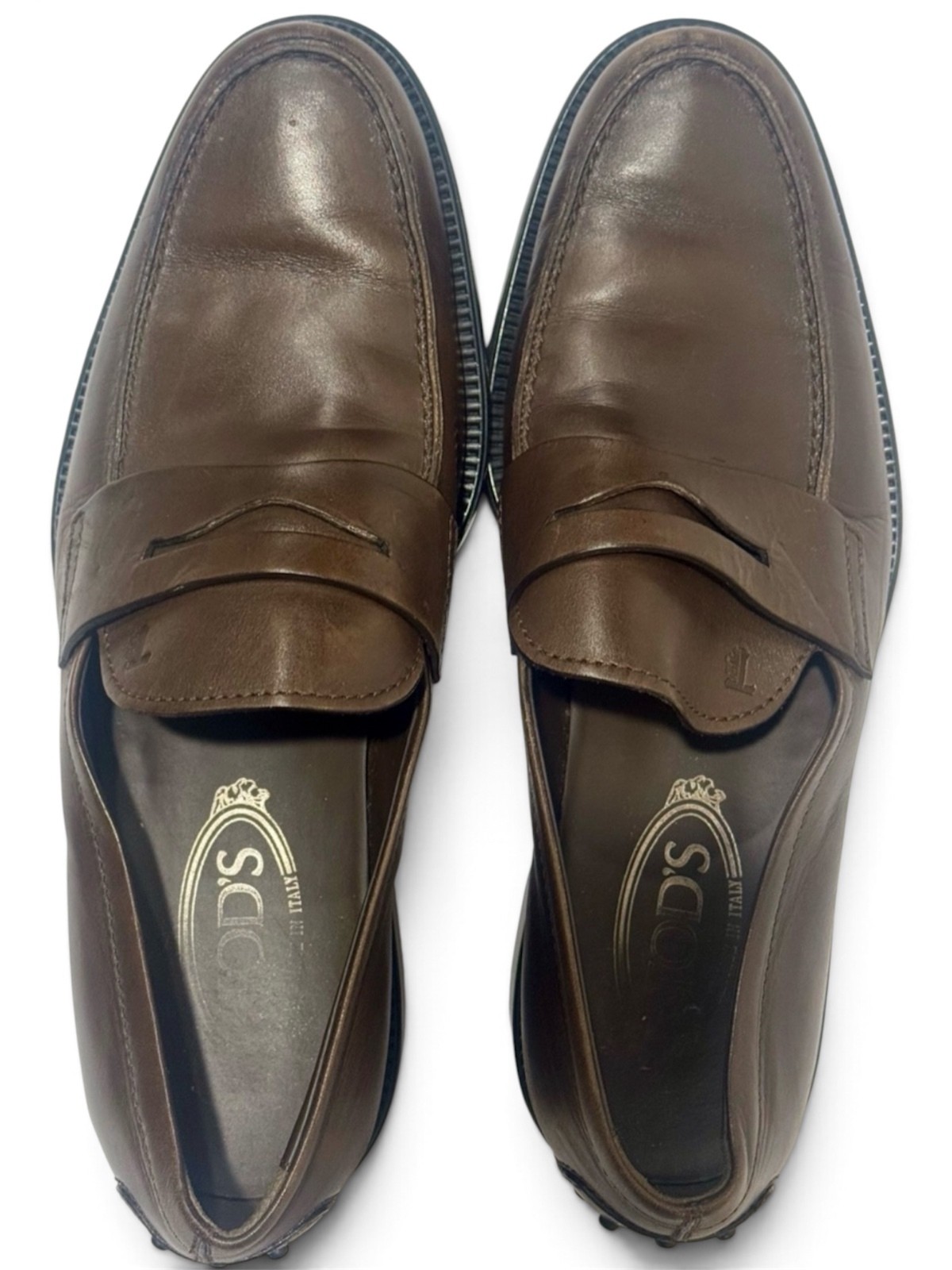 Tod’s Brown Leather Penny Loafers Men’s Size 8 Made In Italy