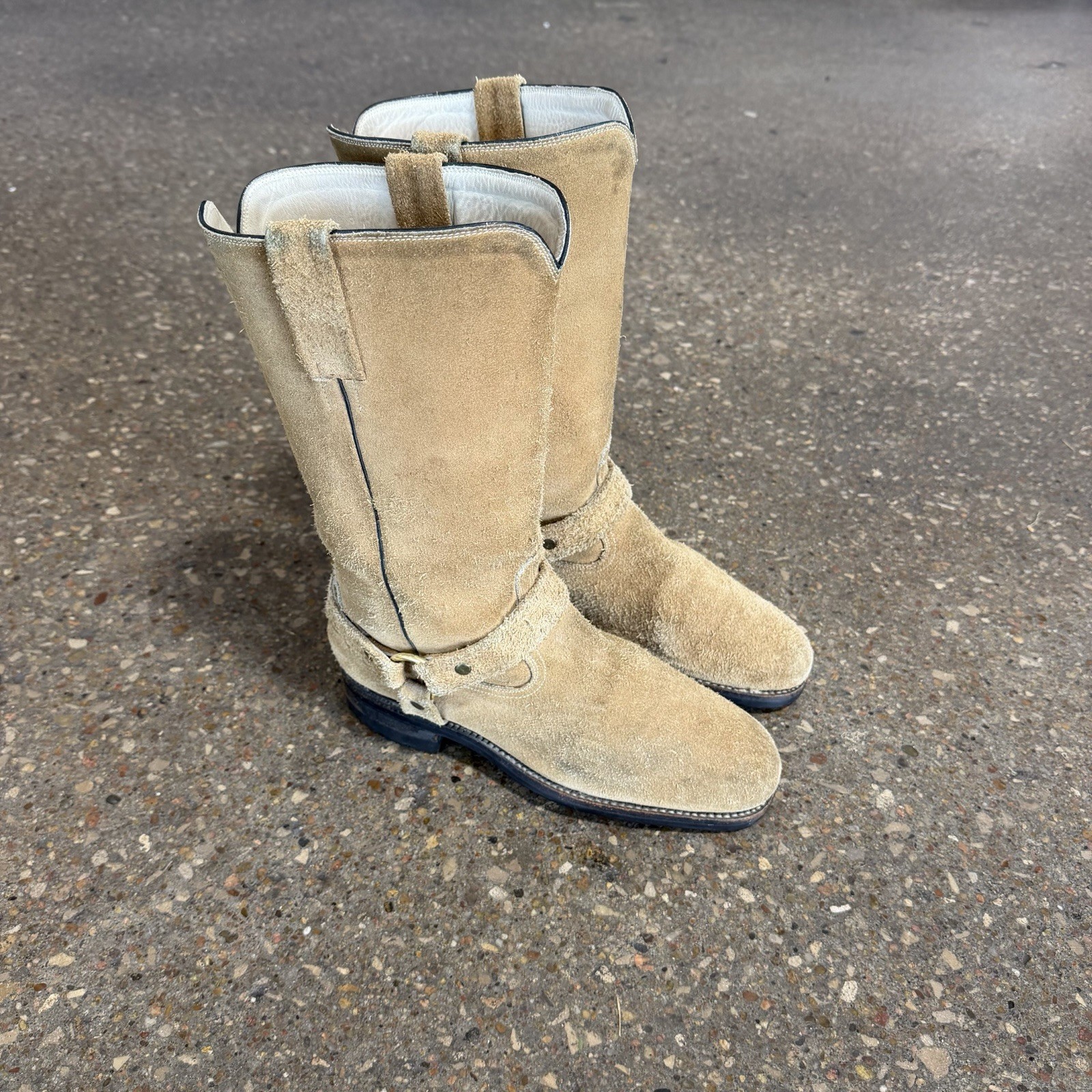 Vintage Commander Eighty Five Military Harness Boots Mens Tan Suede USA Size 9 D Vintage Commander Eighty Five Military Harness Boots Mens Tan Suede USA Size 9 D