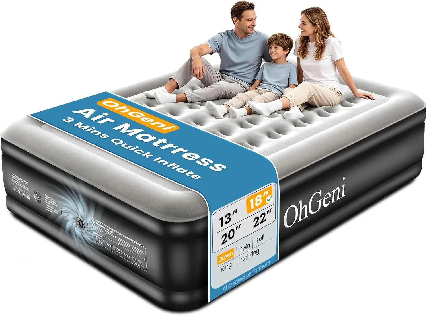 OhGeni Air Mattress Queen with Built in Pump, 18\