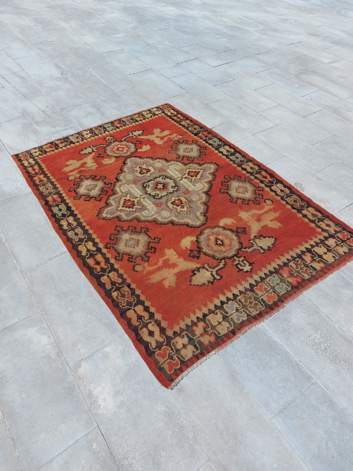 Recional Super Rare Antique Oushak Carpet Floral and Geometric Decor RugS