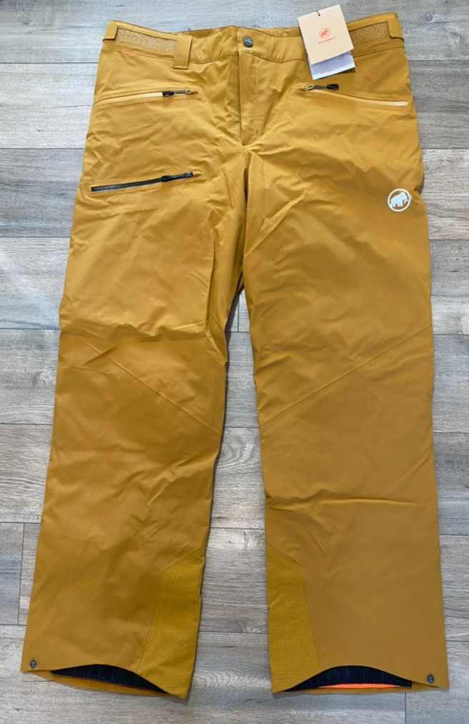 Mammut Stoney HS Mens 40X32 Brown Cheetah Cargo Ski Snowboard Snow Pants