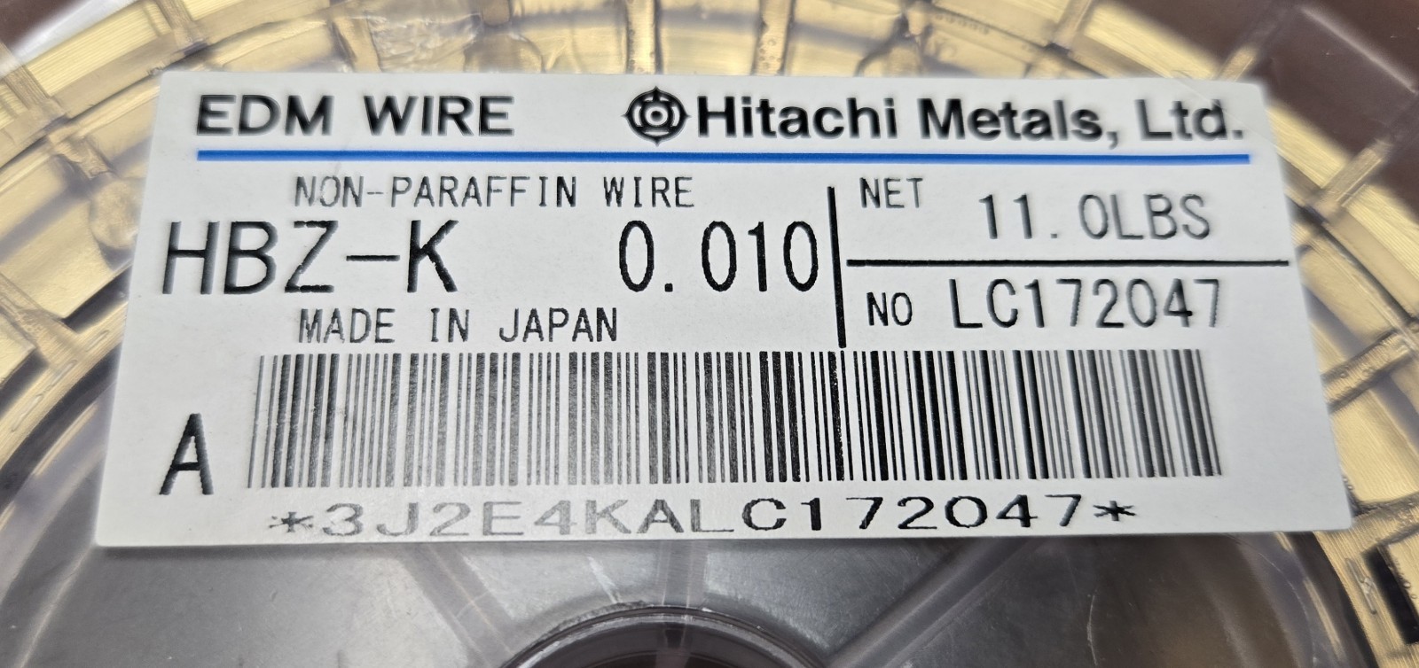 EDM Wire Hitachi Metals HBZ-K 0.010 No. LC172047