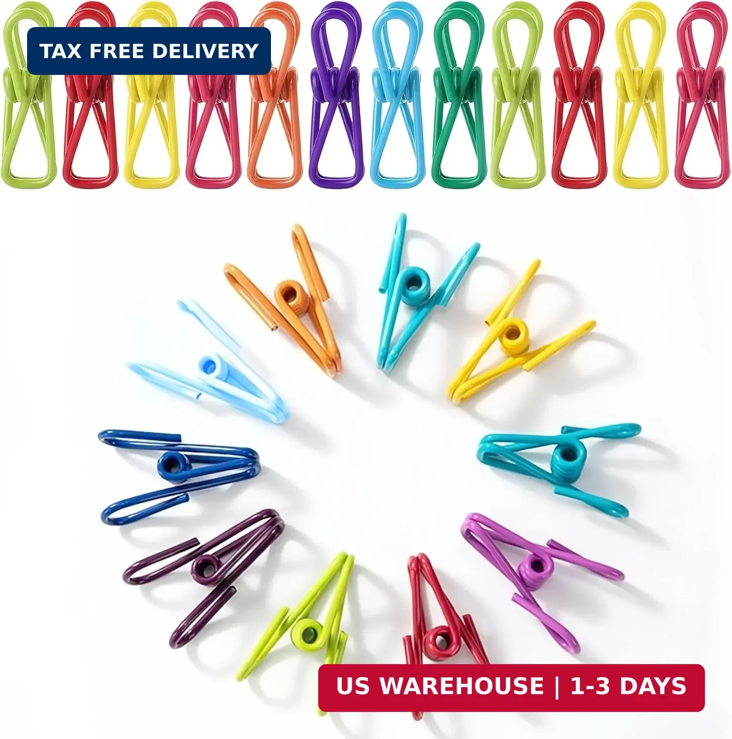 45 Pcs Chip Clips - 2 Inch Random Multi-Colored Waterproof Metal Clothes Pins fo