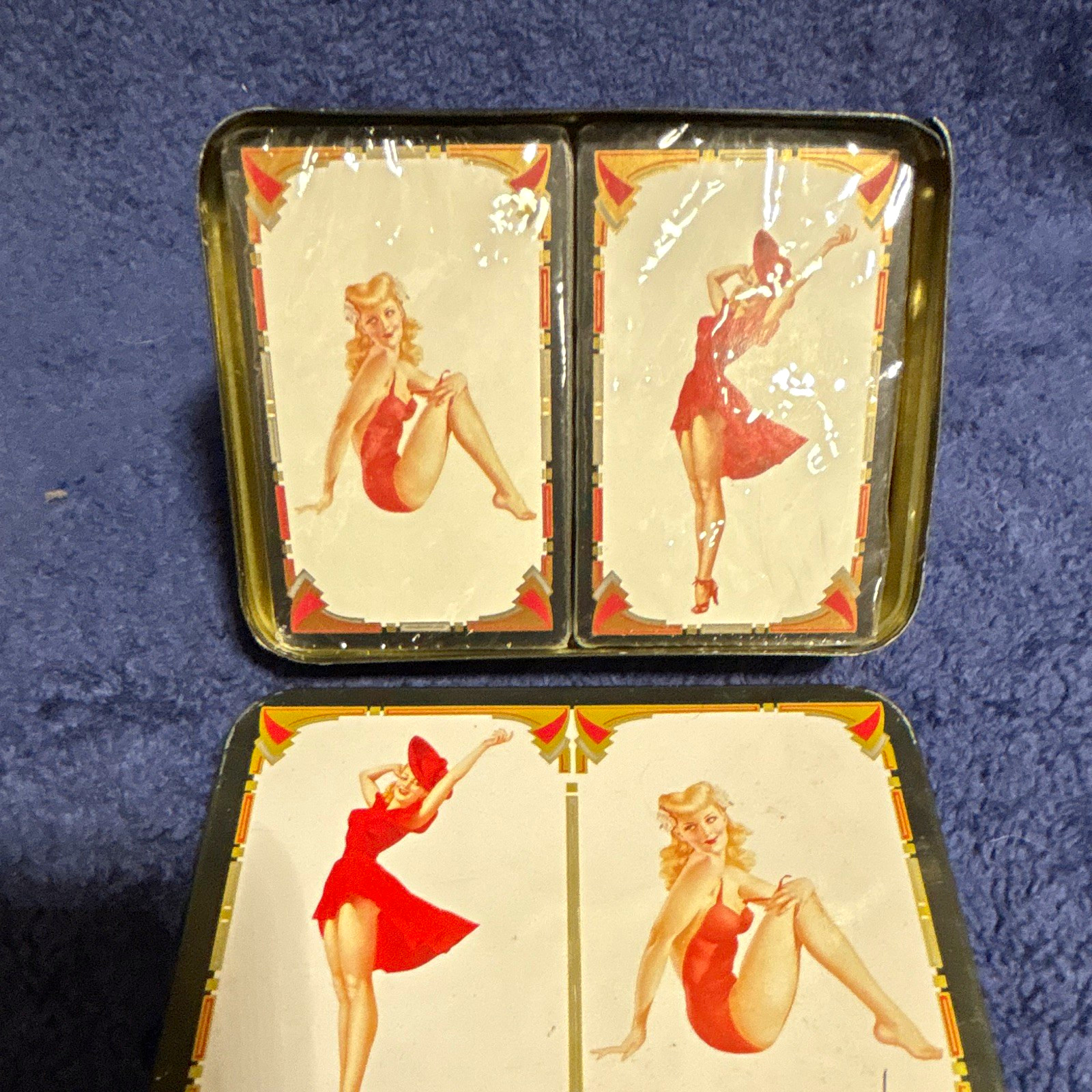 Vintage 1987 Varga Risque PinUp Playing CardsTin Case, Cards in original plastic Vintage 1987 Varga Risque PinUp Playing CardsTin Case, Cards in original plastic