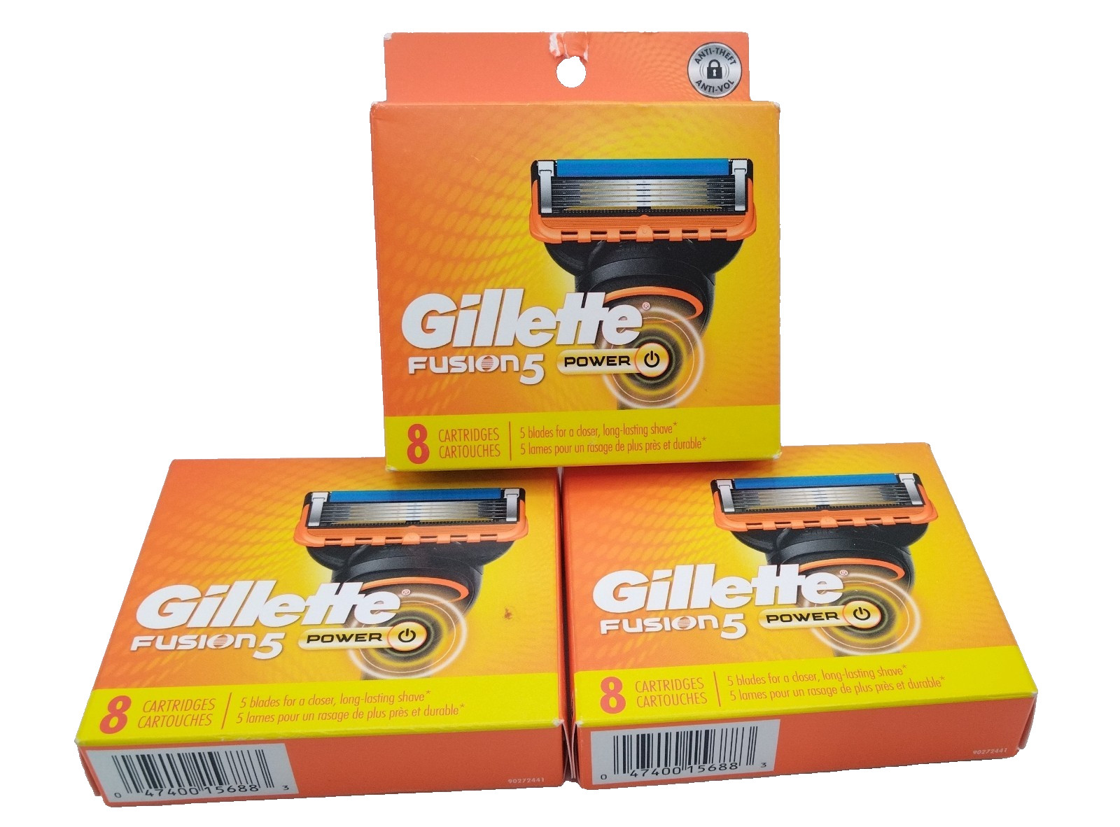 3X Gillette Fusion 5 power Razor Blade refills Pack of 8 Cartridges New Sealed
