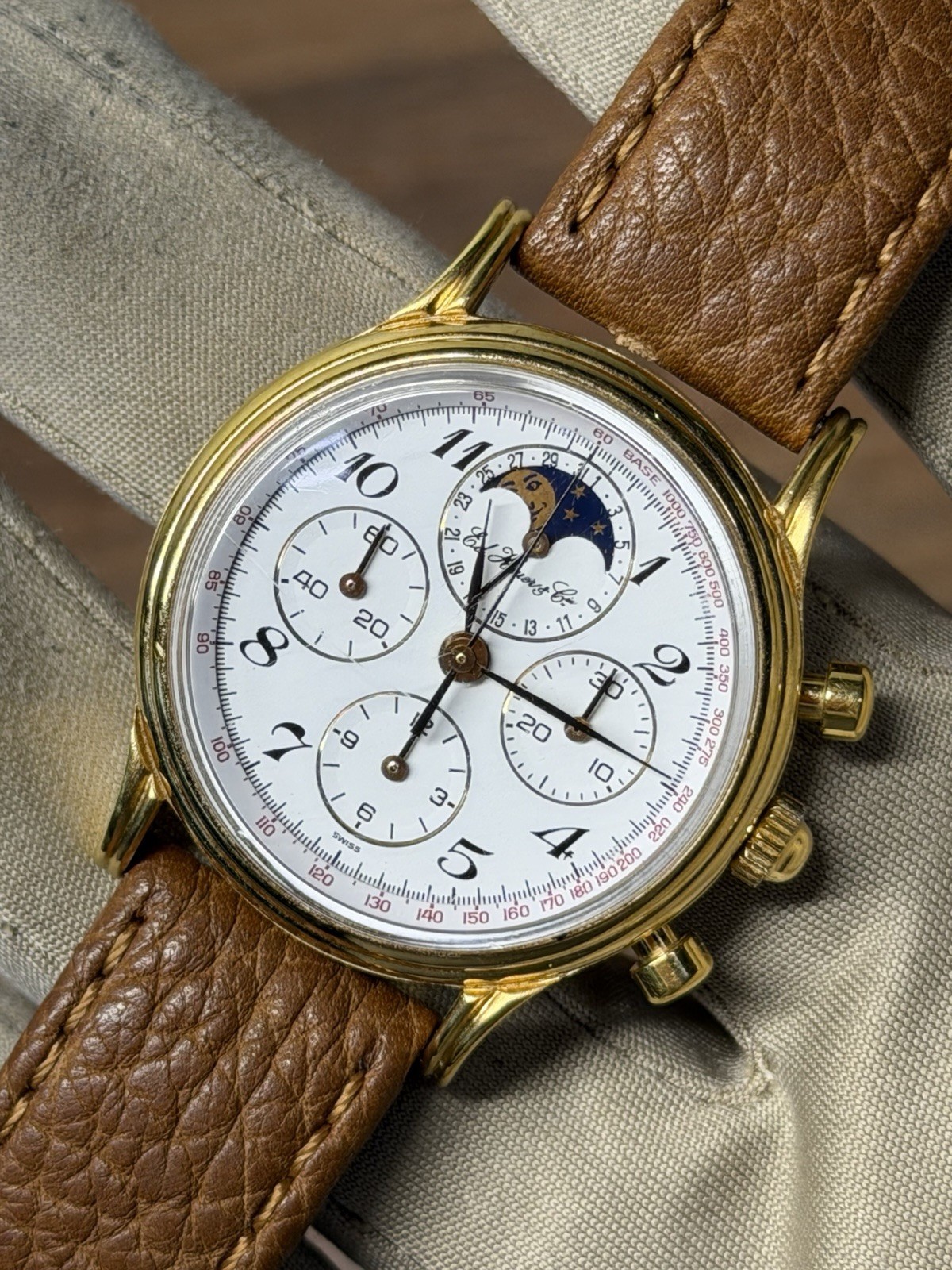 ED HEUER  188.205 Mens Rare 125th Anniversary MoonPhase \