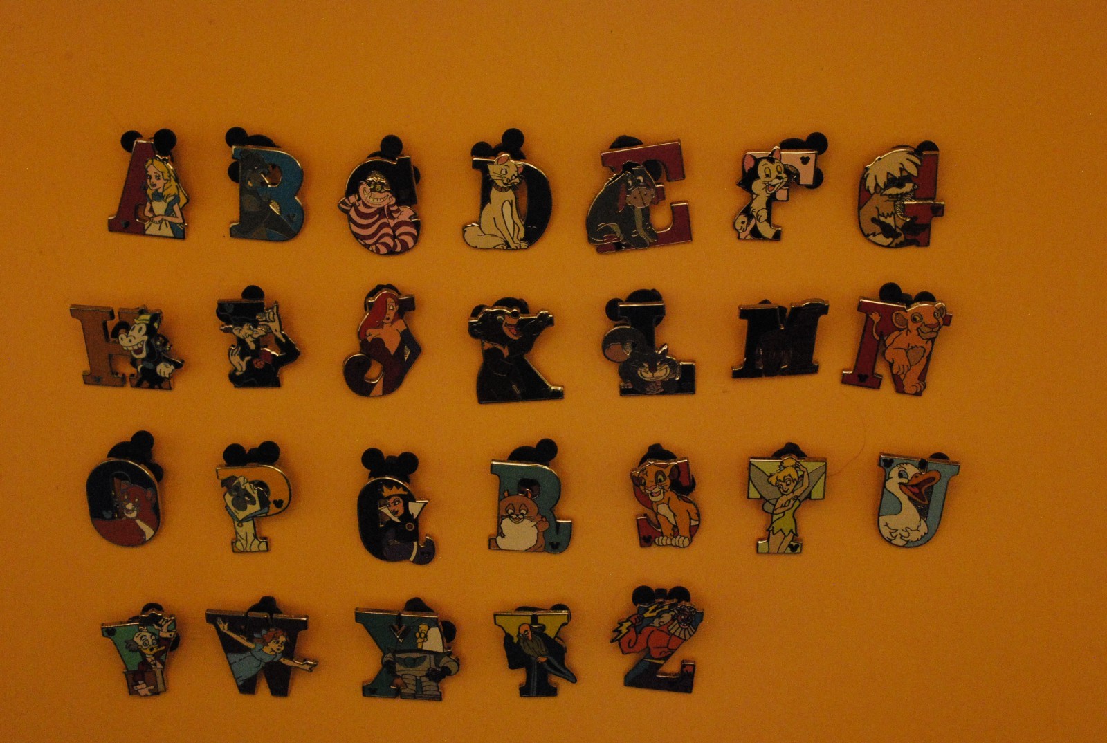 2011 Disneyland Hidden Mickey Alphabet Pins (Complete Set) 2011 Disneyland Hidden Mickey Alphabet Pins (Complete Set)