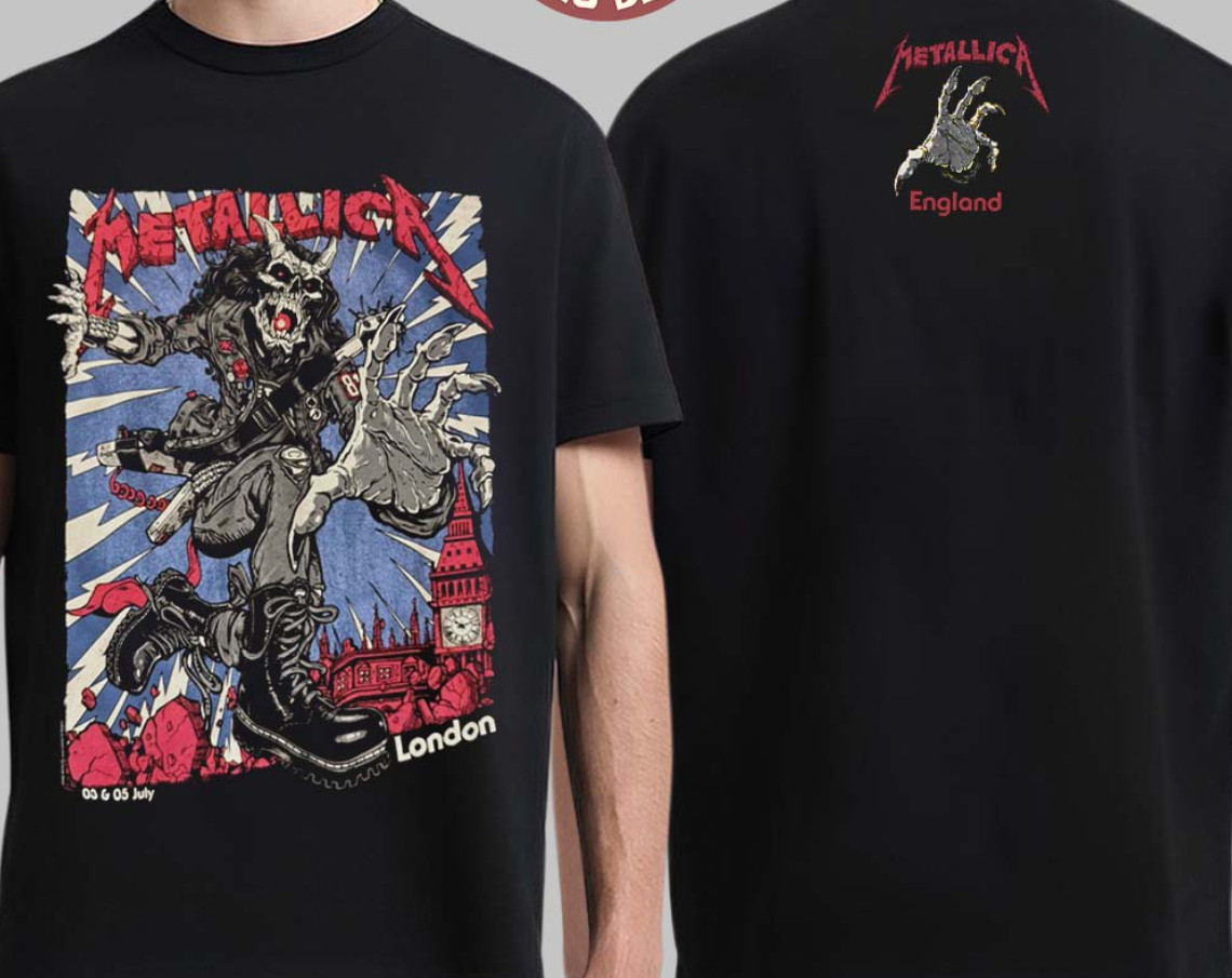 Metallican M72 London UK 2026 Merch Tee On 3 And 5 July 2026 Two Sided T-Shirt