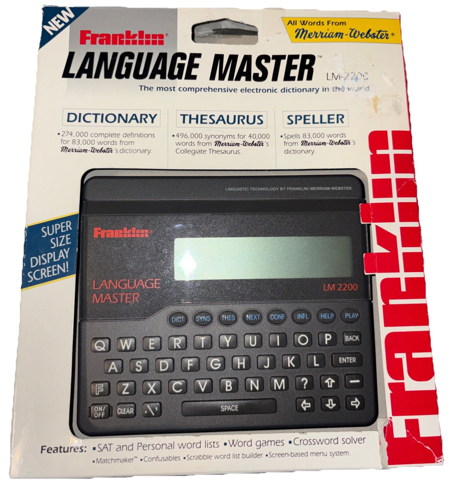Vtg.Franklin Language Master LM-2200 Dictionary Thesaurus Synonyms Words Tested Vtg.Franklin Language Master LM-2200 Dictionary Thesaurus Synonyms Words Tested