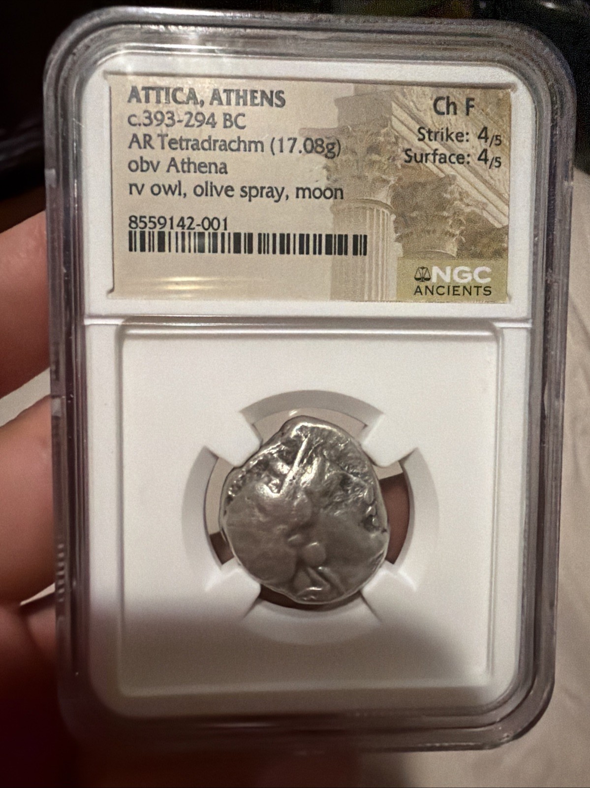 Attica Athens c. 393-294 BC NGC Ancients AR Tetradrachm (17.08g) Athena Attica Athens c. 393-294 BC NGC Ancients AR Tetradrachm (17.08g) Athena