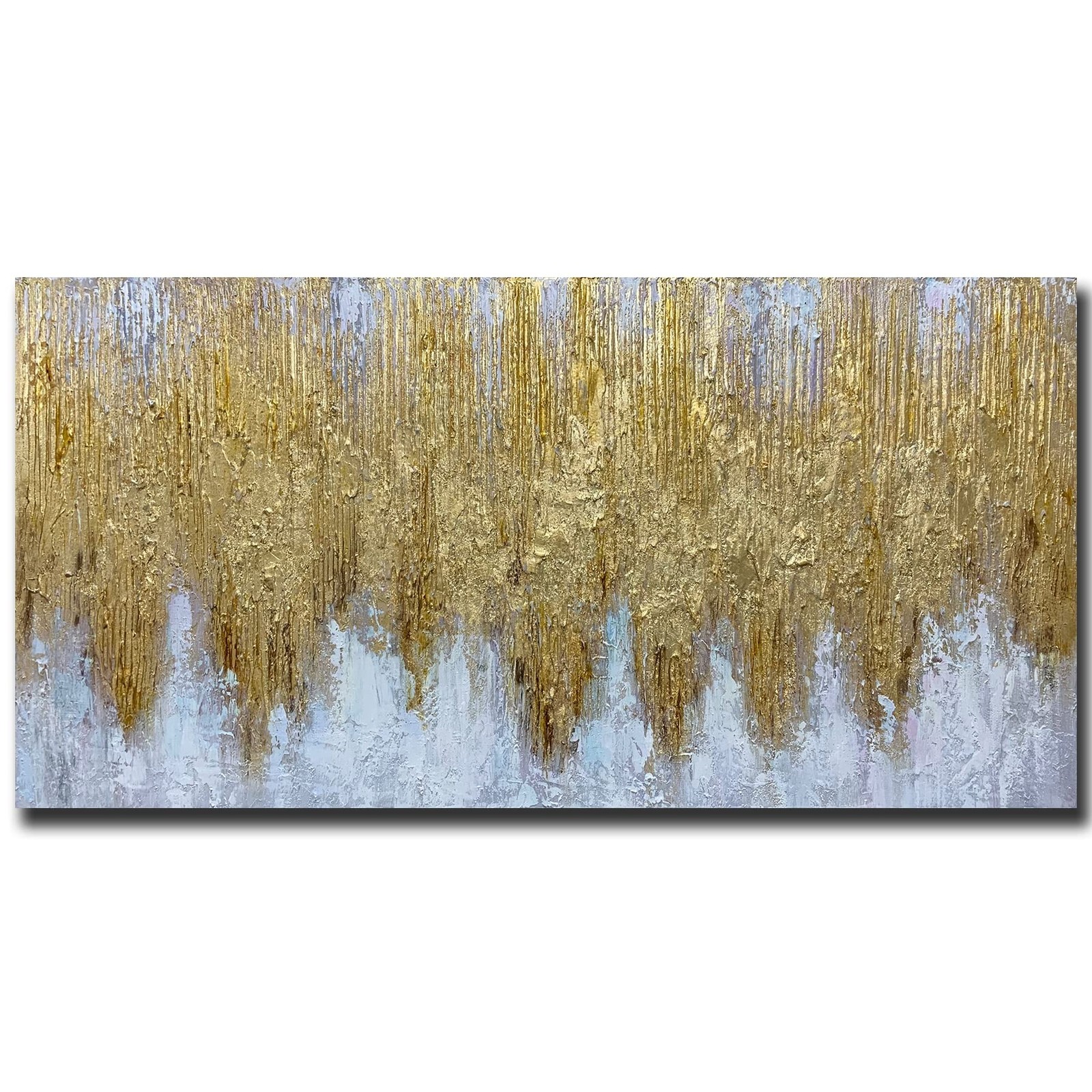 Tiancheng Art 24x48 inch 100% Hand-Painted Oil Painting golden Wall Art Piece...